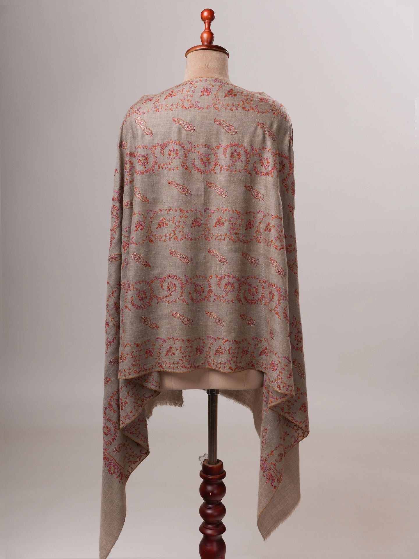 Artisan Crafted Black Cashmere Scarf Featuring Intricate Hand Artwork Shahkaar