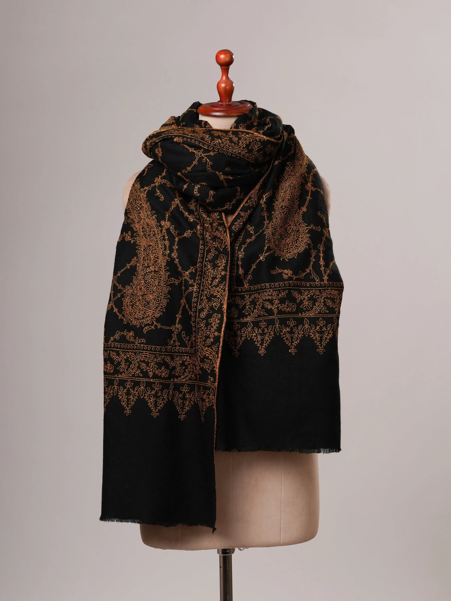 Oversized Hand embroidered Indian Pashmina Shawl Shahkaar