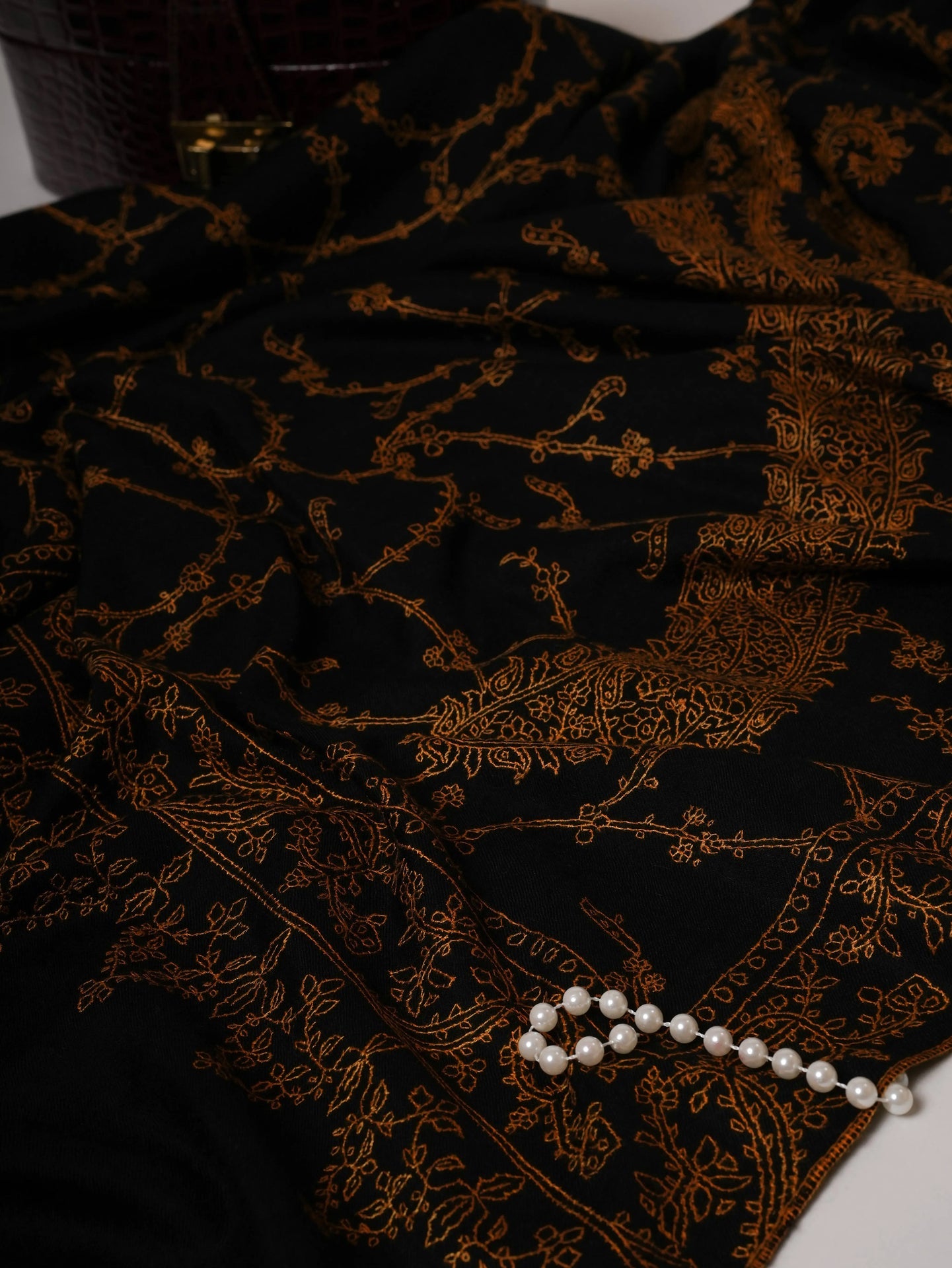 Oversized Hand embroidered Indian Pashmina Shawl Shahkaar