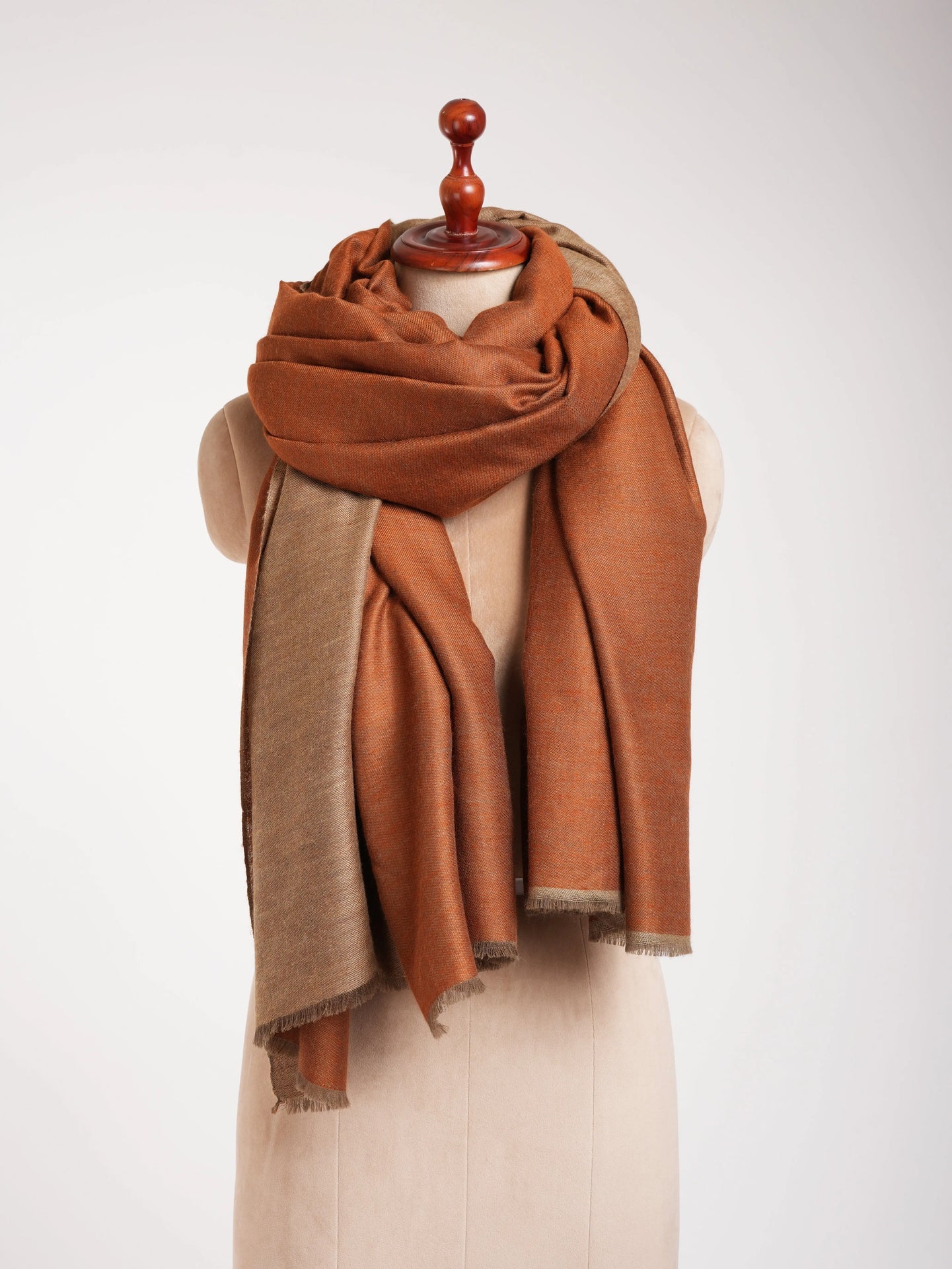 Oversized Orange Tiger Dorukha Pashmina Shawl Shahkaar