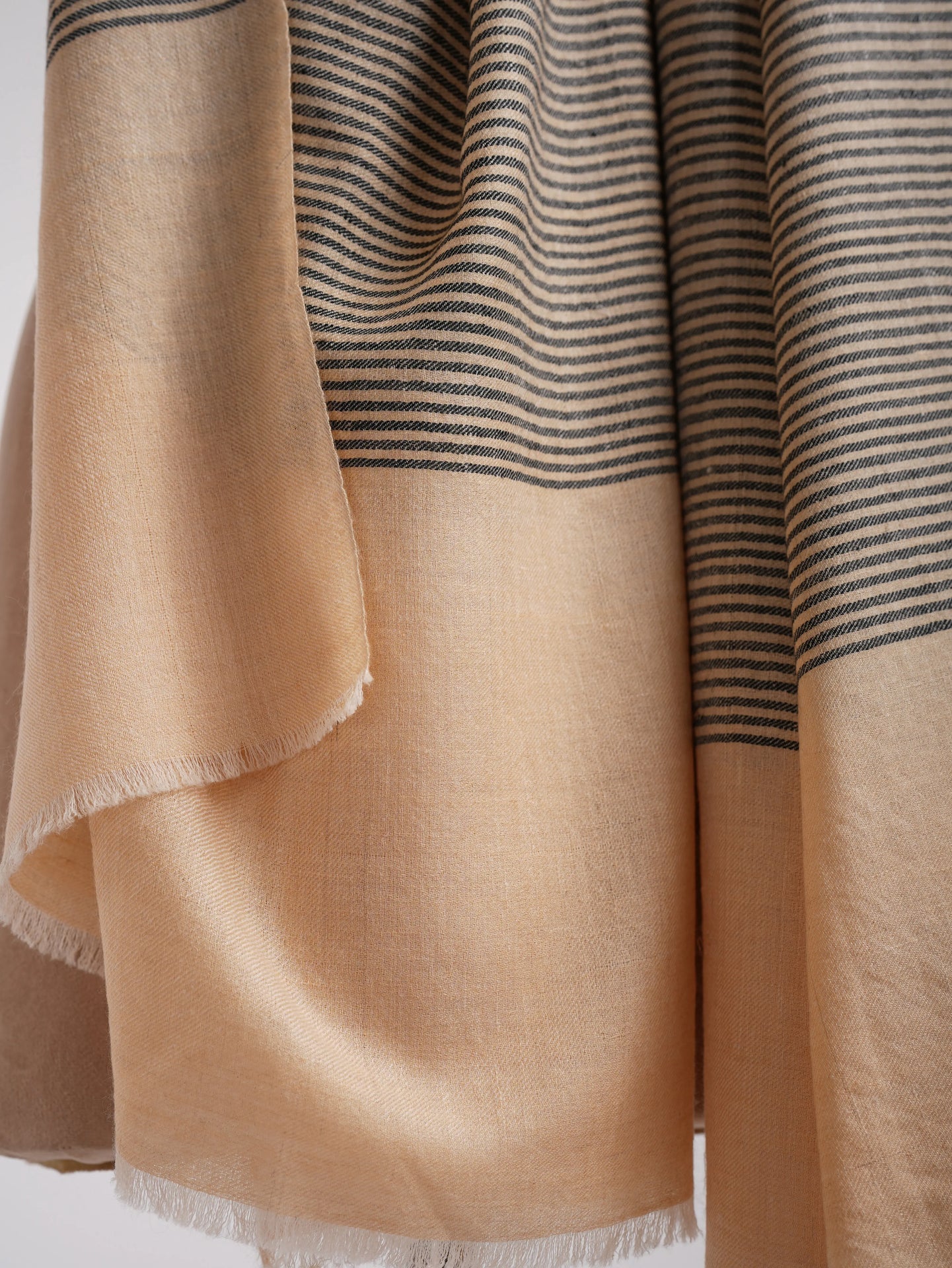 Peach and Black Stripe Handmade Soft Pashmina Wrap Shahkaar