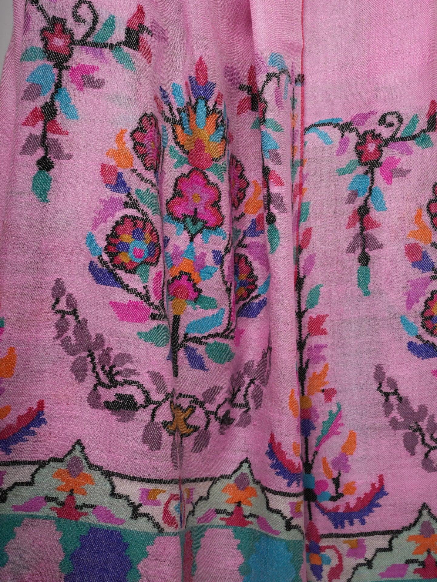 Pink Kani Pashmina Shawl | Handwoven Kashmiri Cashmere Wrap with Traditional Motifs Shahkaar