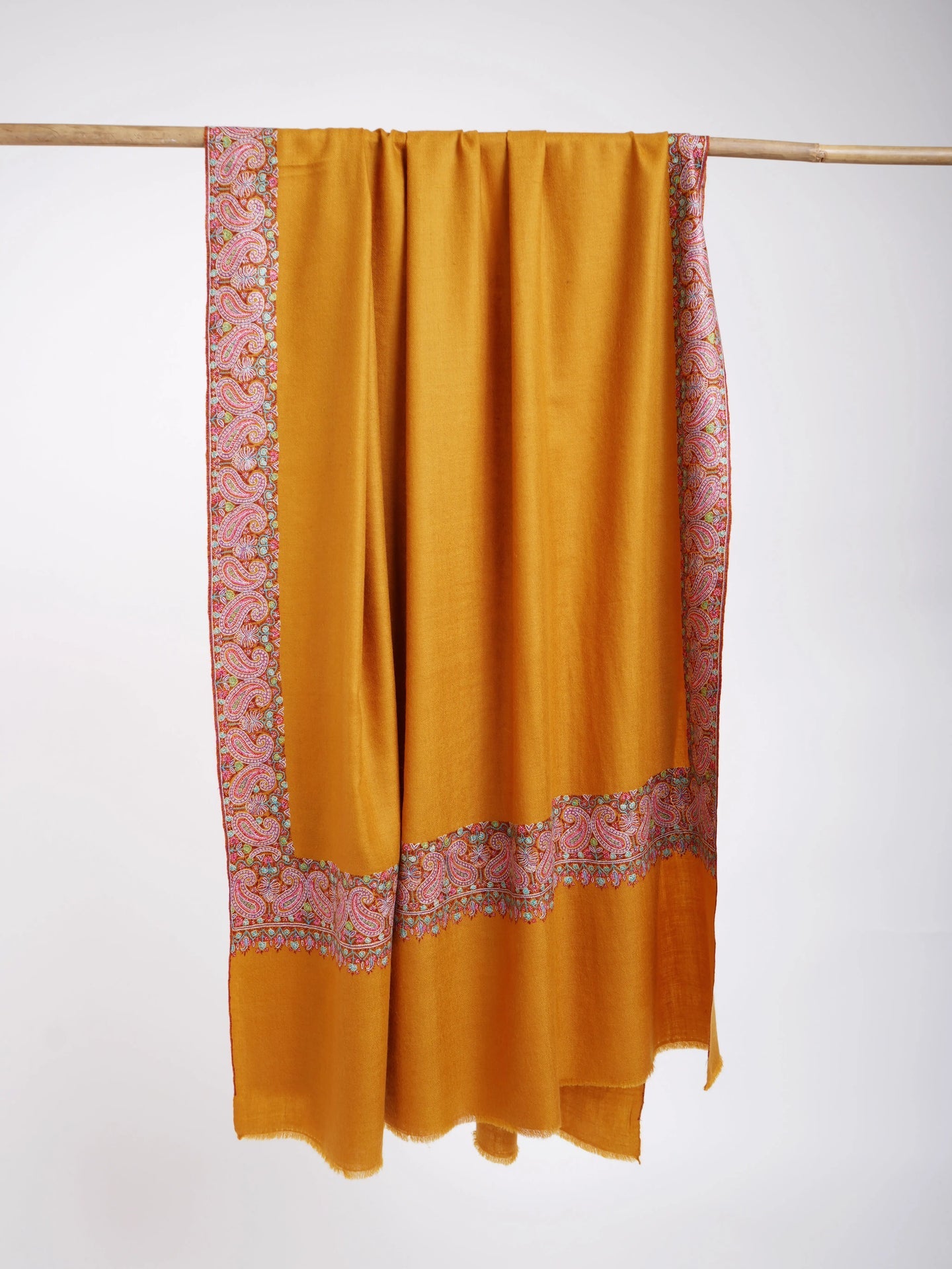 Royal Paisley Sozni Hand Embroidered Pashmina Shawl Shahkaar
