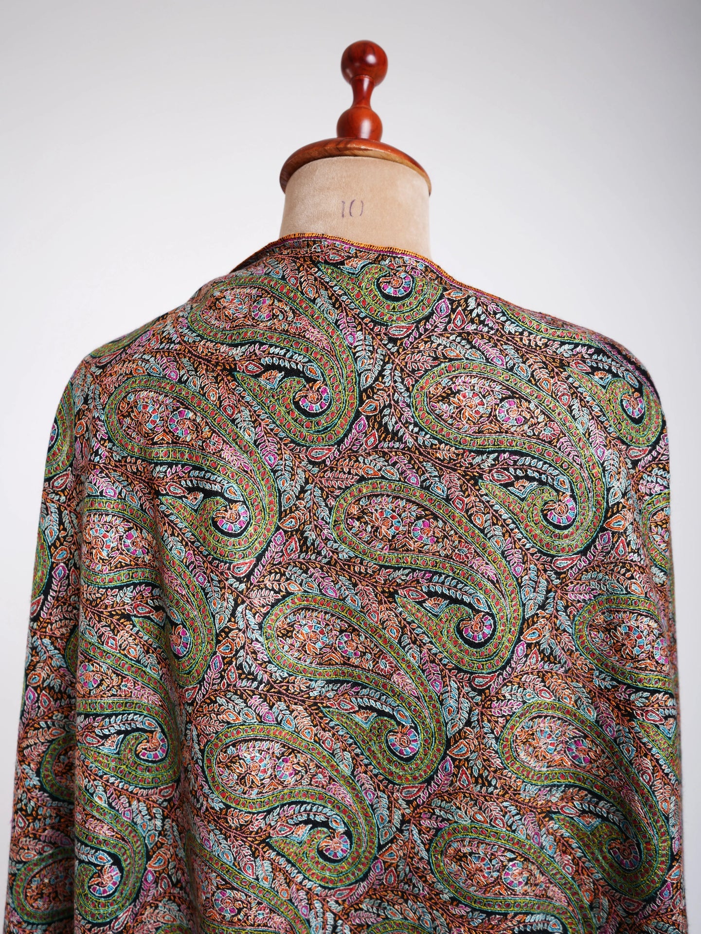 Sozni Hand Embroidery Kashmiri Pashmina Shawl Black Shahkaar
