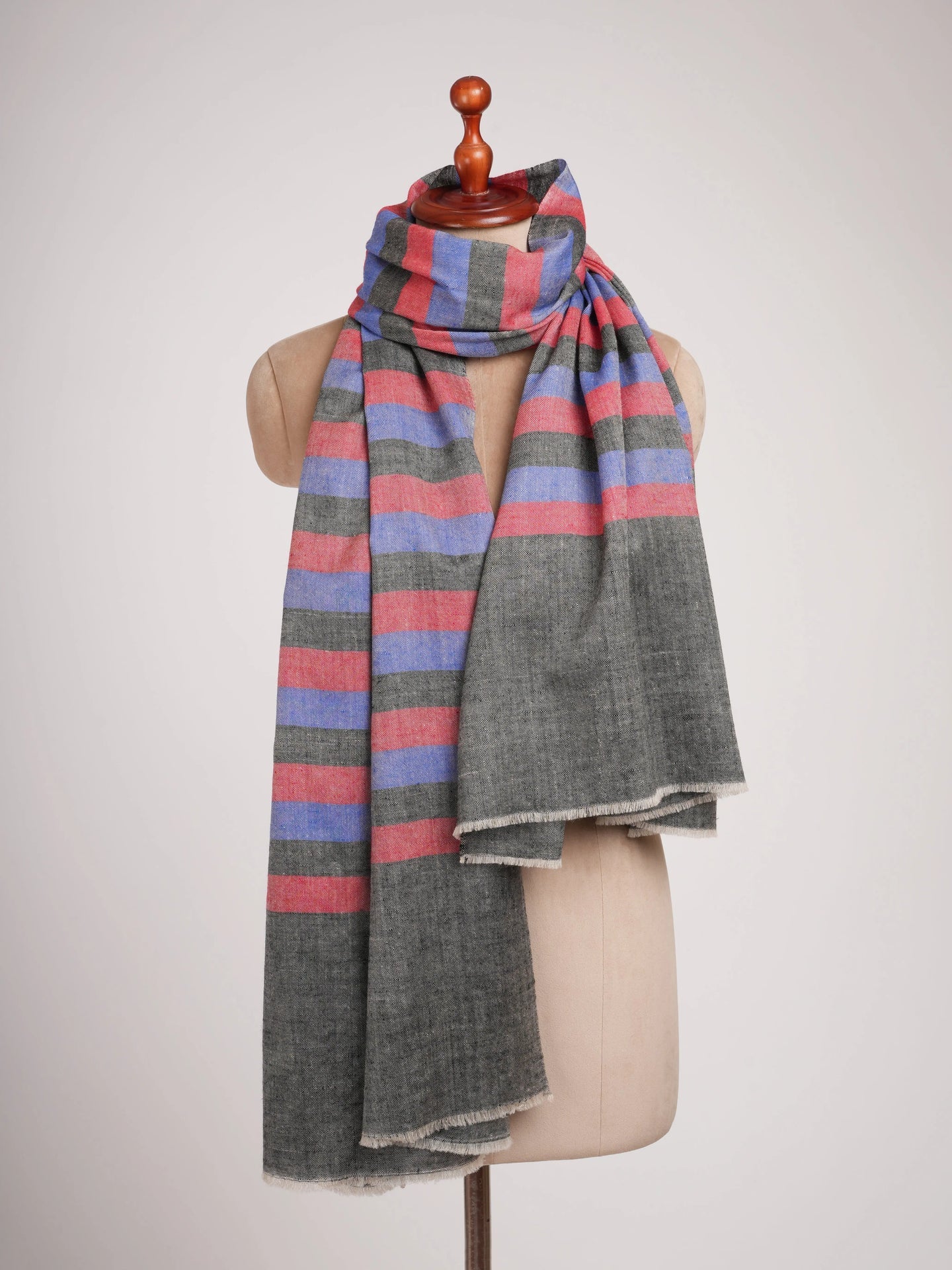 Stripe Contemporary Handwoven Kashmiri Pashmina Shawl Shahkaar