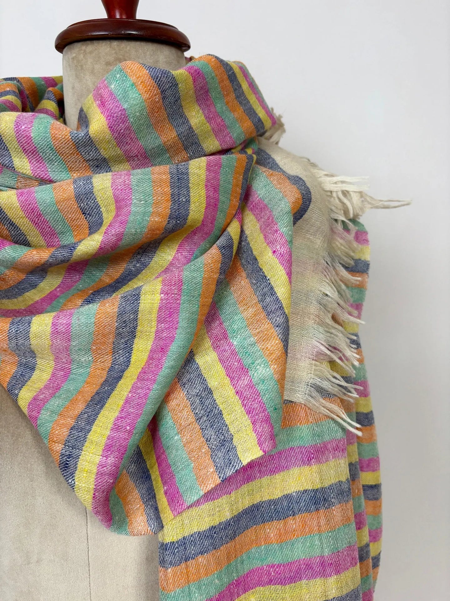 Warm Hue Stripes Cashmere Scarves - RAWLINS Shahkaar
