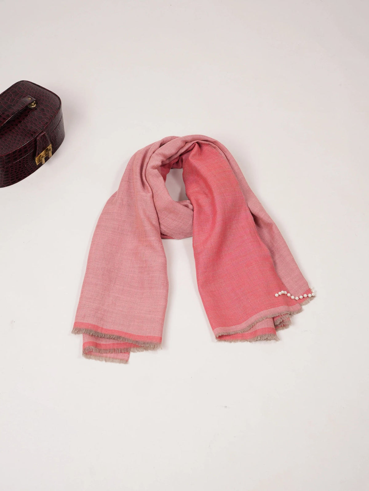Peach Dual Shade Lightweight Handwoven Pashmina Shawl