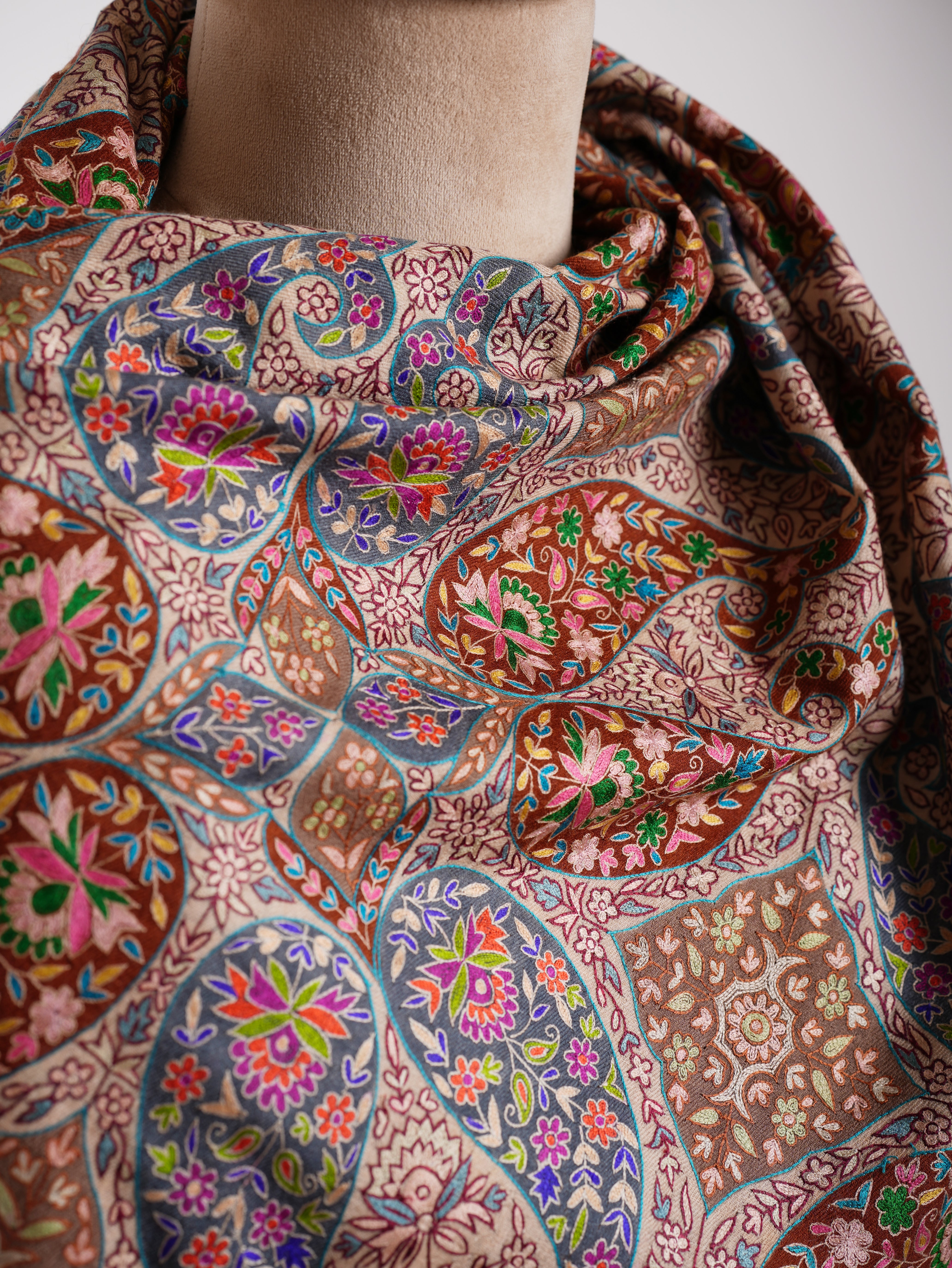 Handbestickter 8 Paisley Kalamkari Pashmina Schal