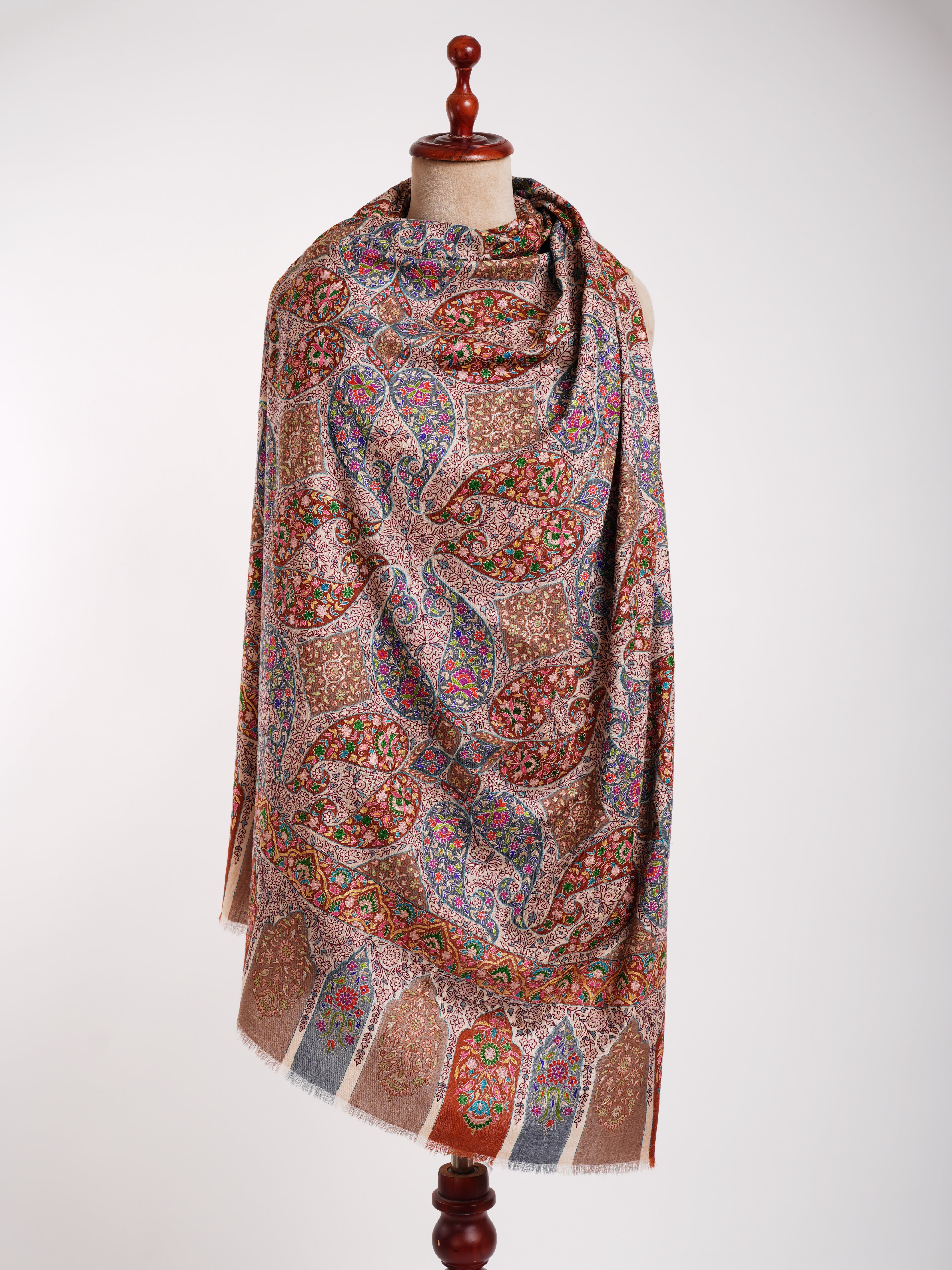 Handbestickter 8 Paisley Kalamkari Pashmina Schal