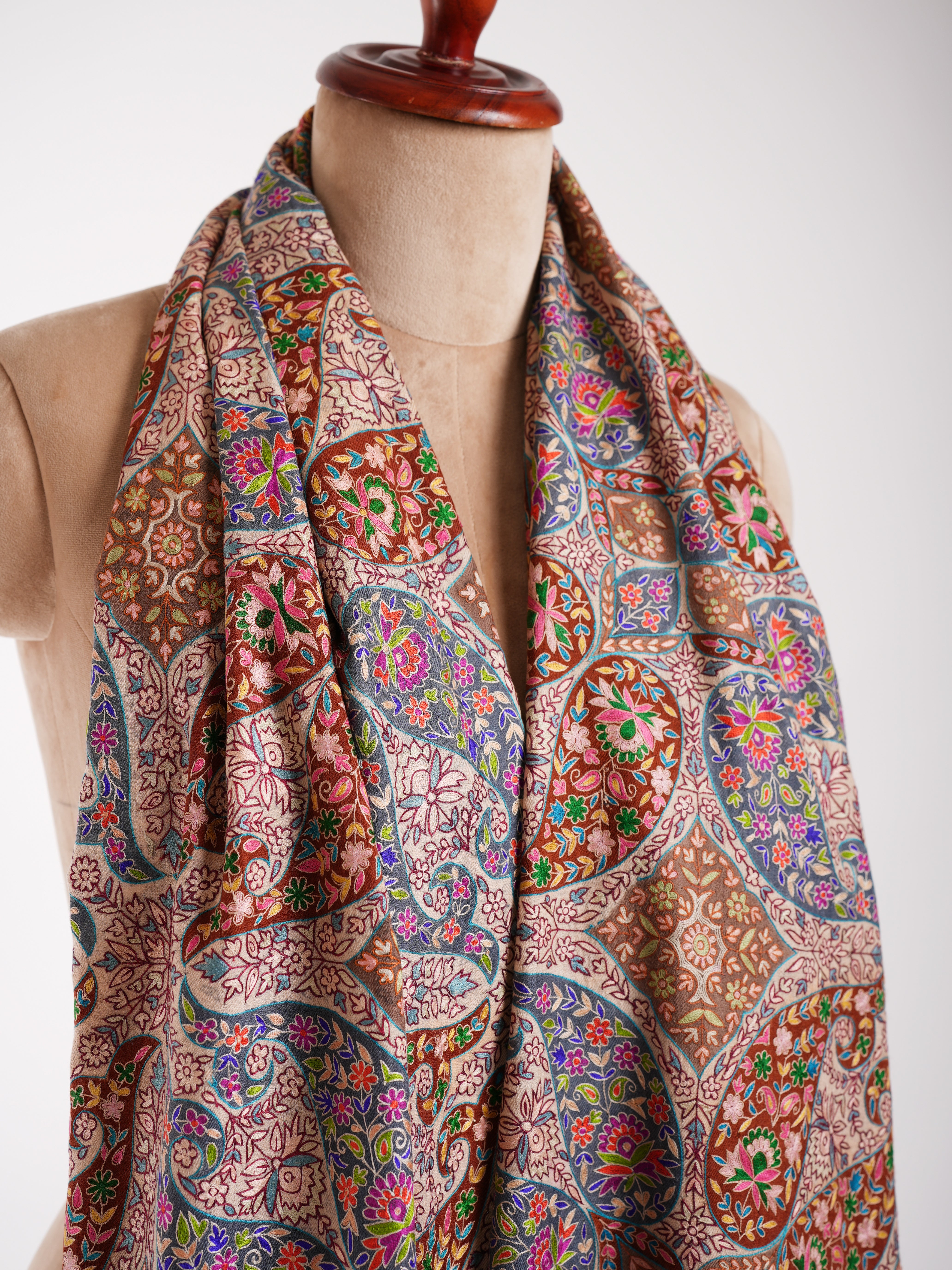 Handbestickter 8 Paisley Kalamkari Pashmina Schal