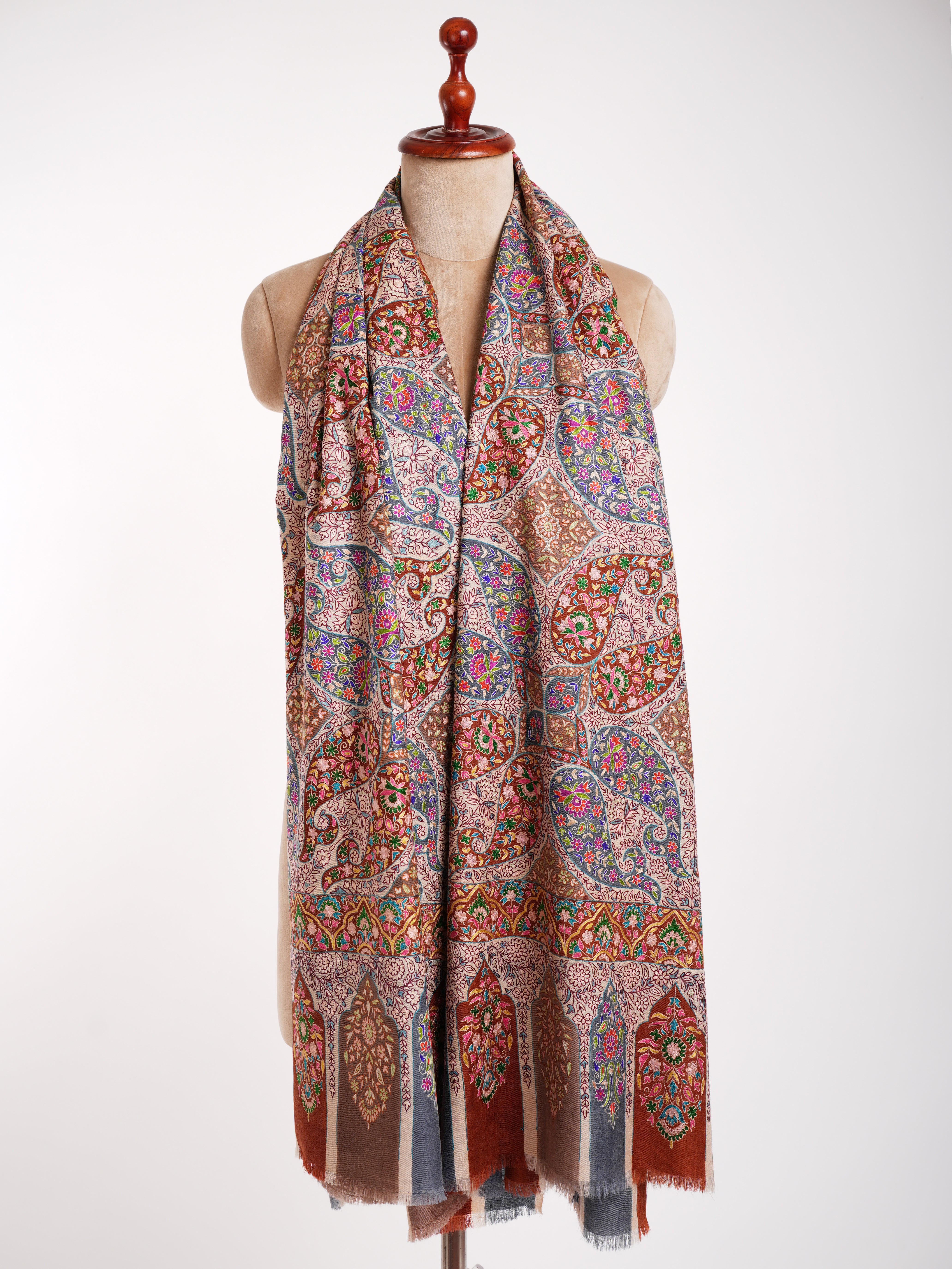 Handbestickter 8 Paisley Kalamkari Pashmina Schal