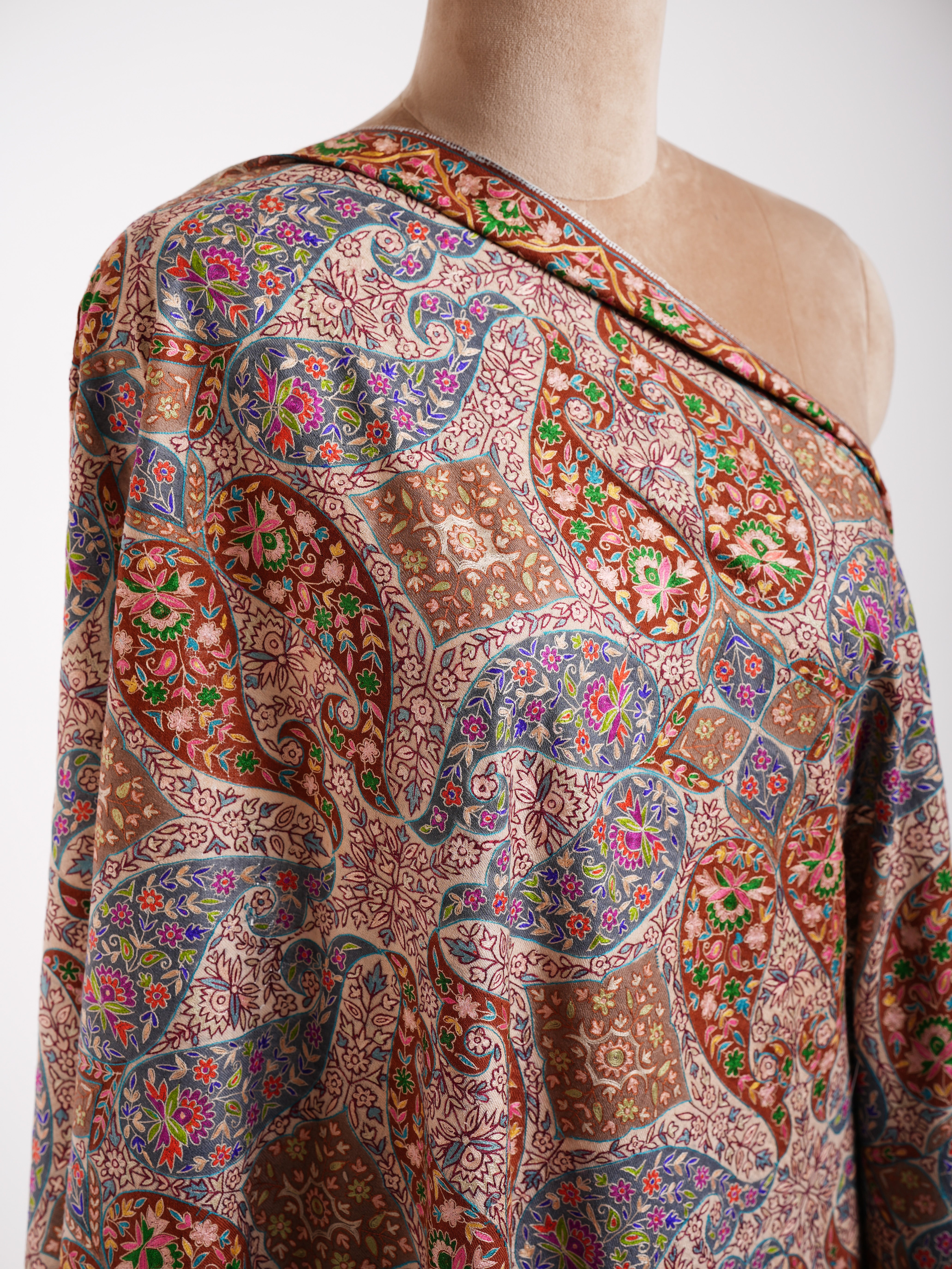 Handbestickter 8 Paisley Kalamkari Pashmina Schal