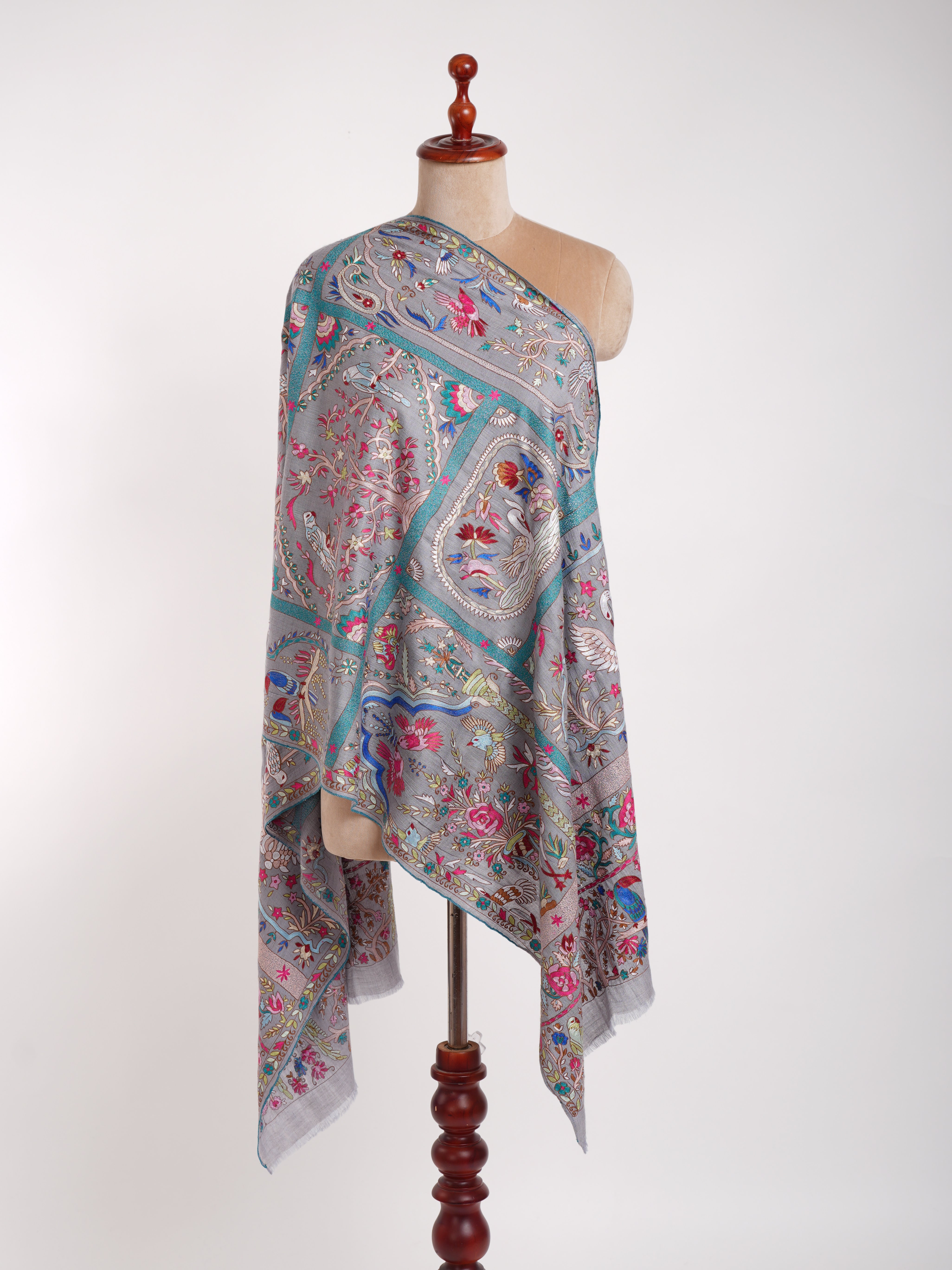Shahkaar Kashmir premium quality fabric sample showcasing intricate design and craftsmanship, highlighting Shahkaar brand’s dedication to luxury and elegance.