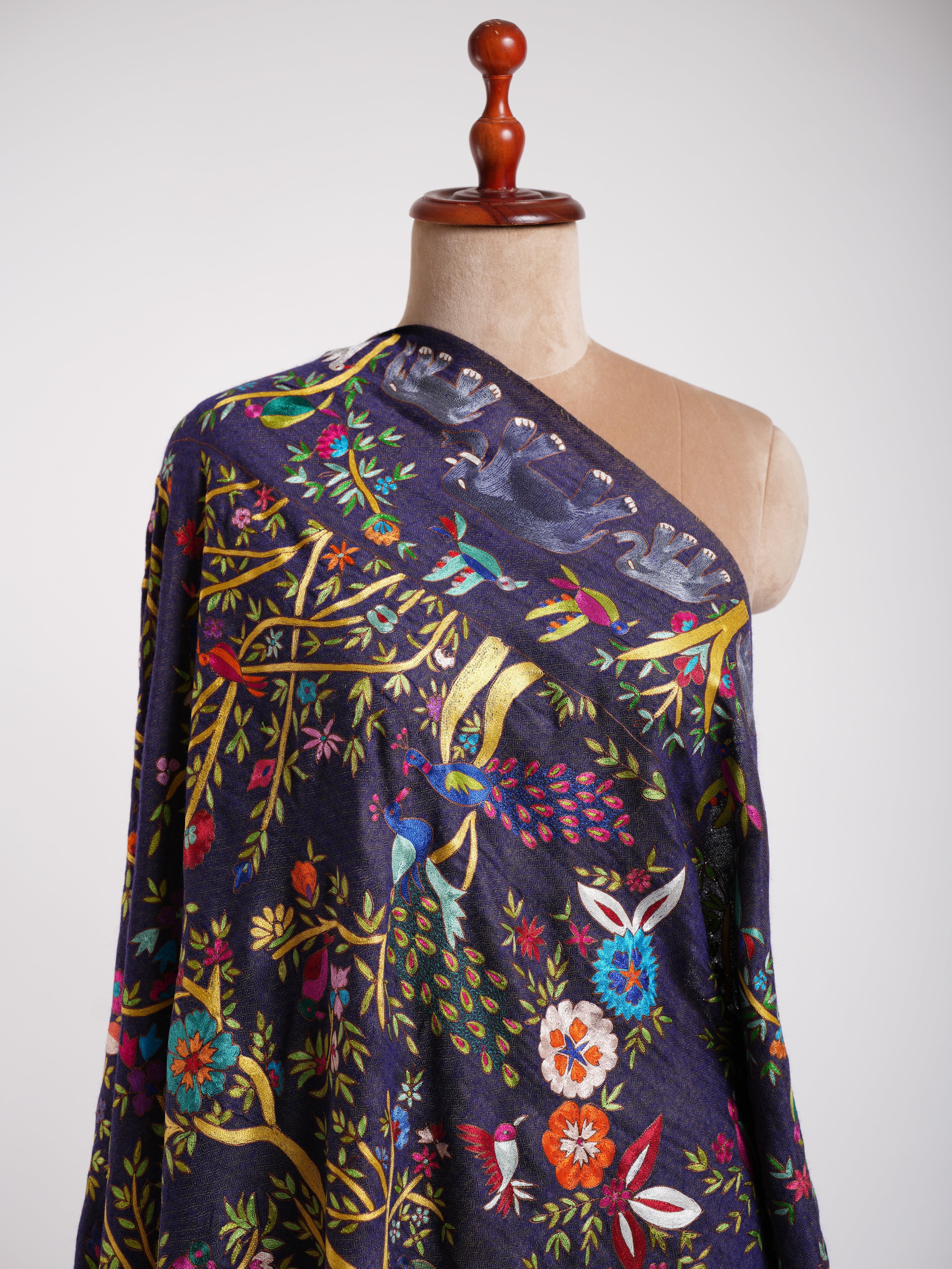Dorukha Pashmina et châle Zari Kalamkari métallisé