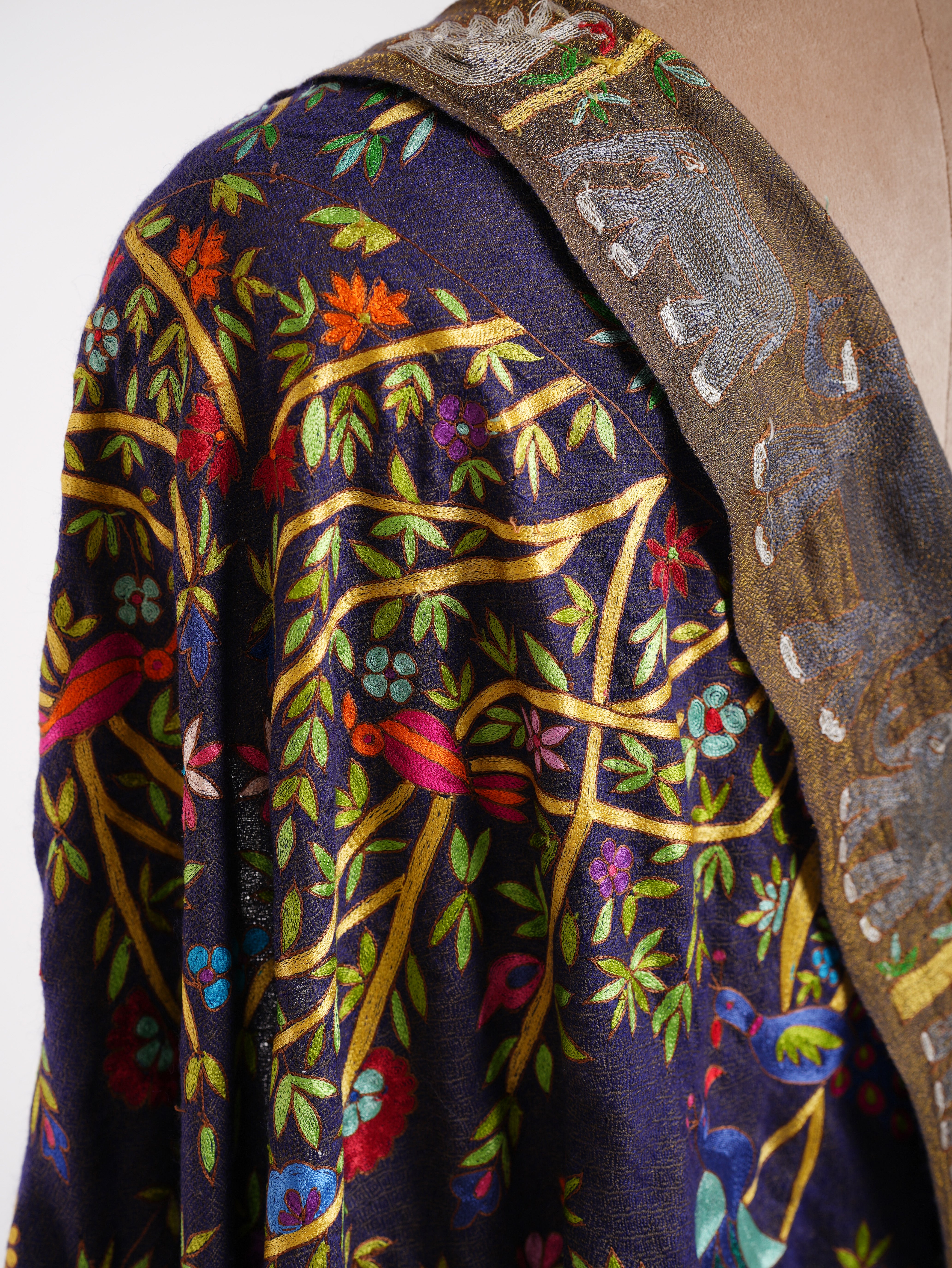 Dorukha Pashmina et châle Zari Kalamkari métallisé