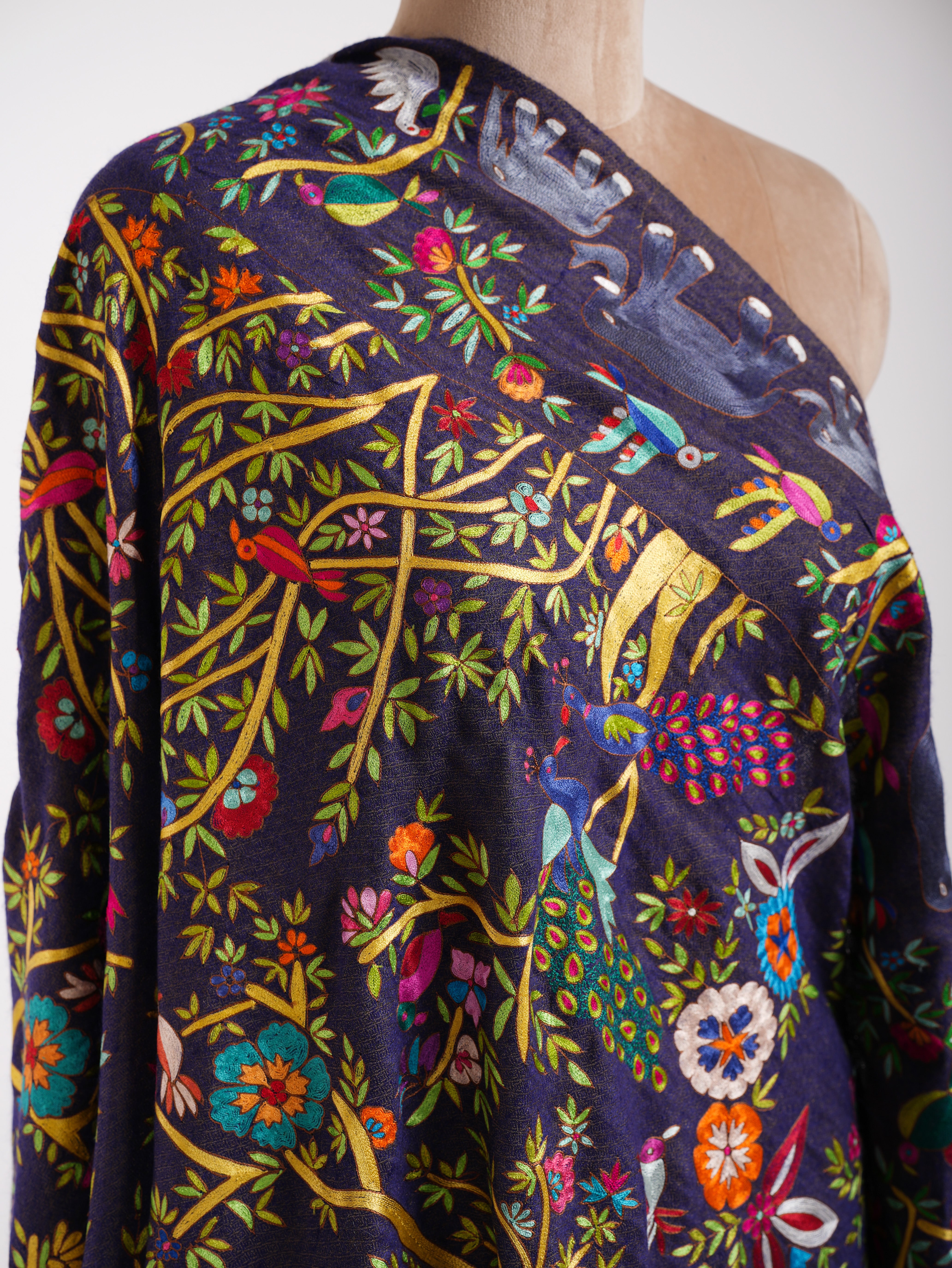 Dorukha Pashmina et châle Zari Kalamkari métallisé