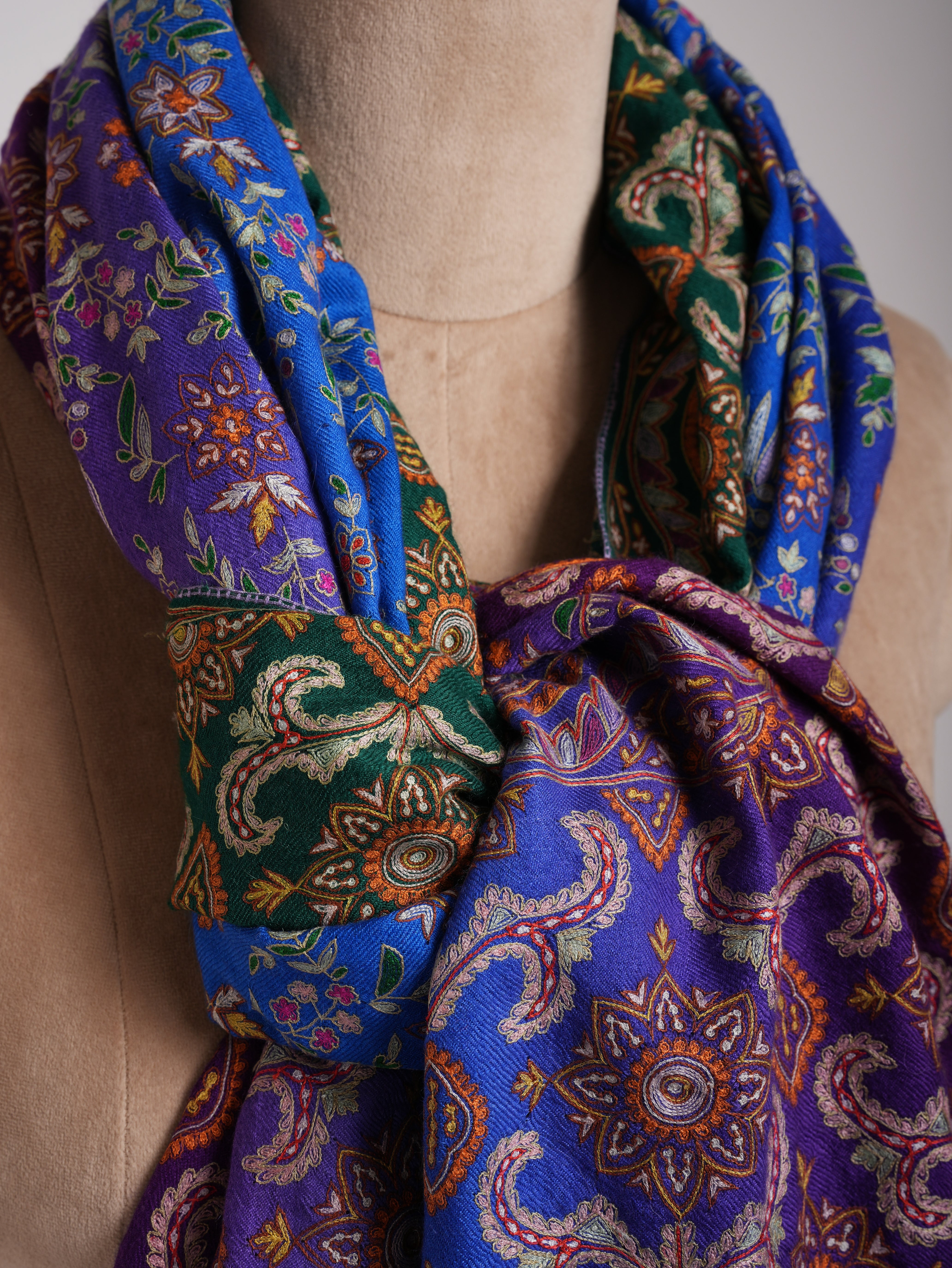 Ombre Hand Broidered Indian Pashmina Wrap