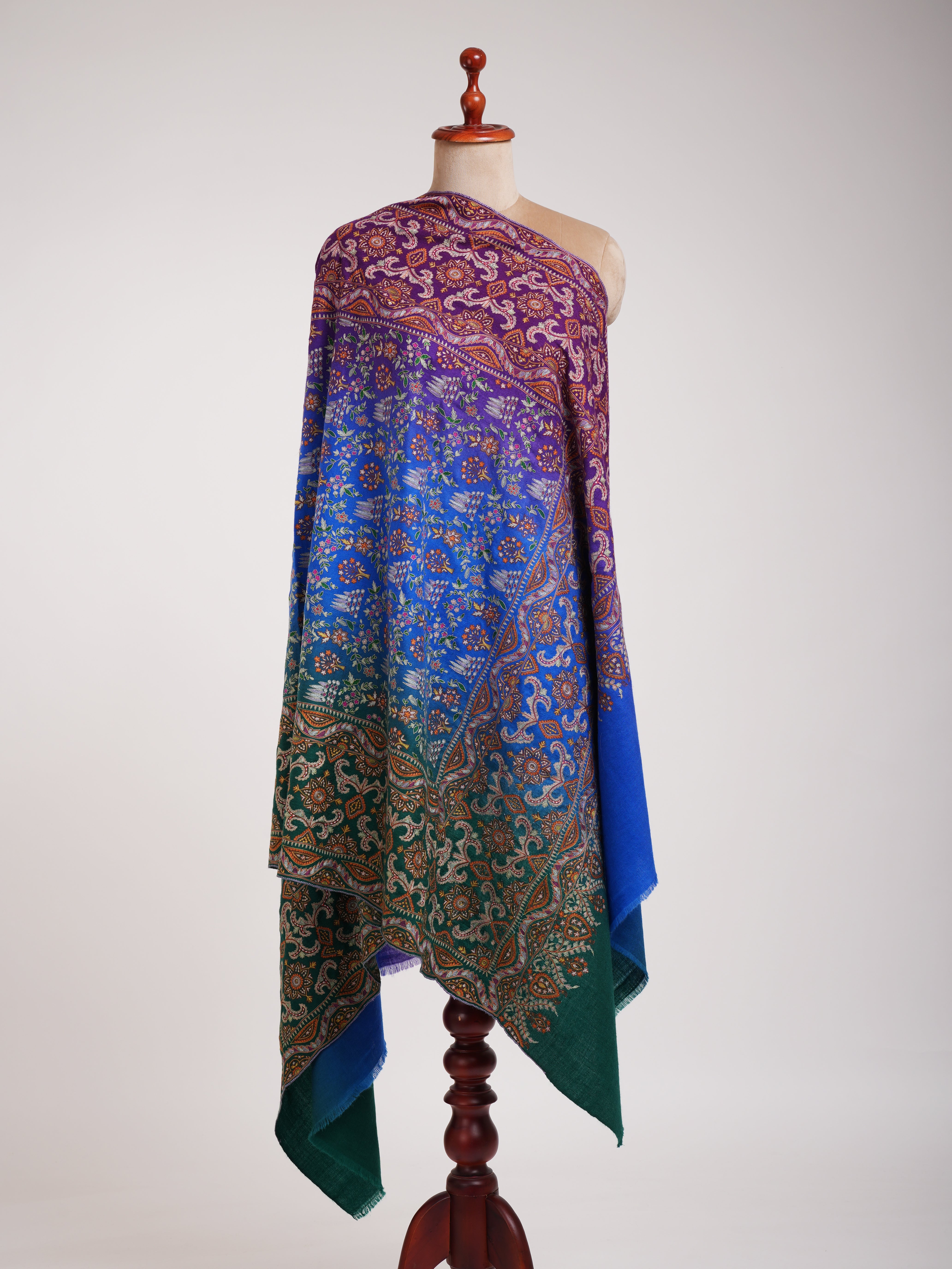 Ombre Hand Broidered Indian Pashmina Wrap