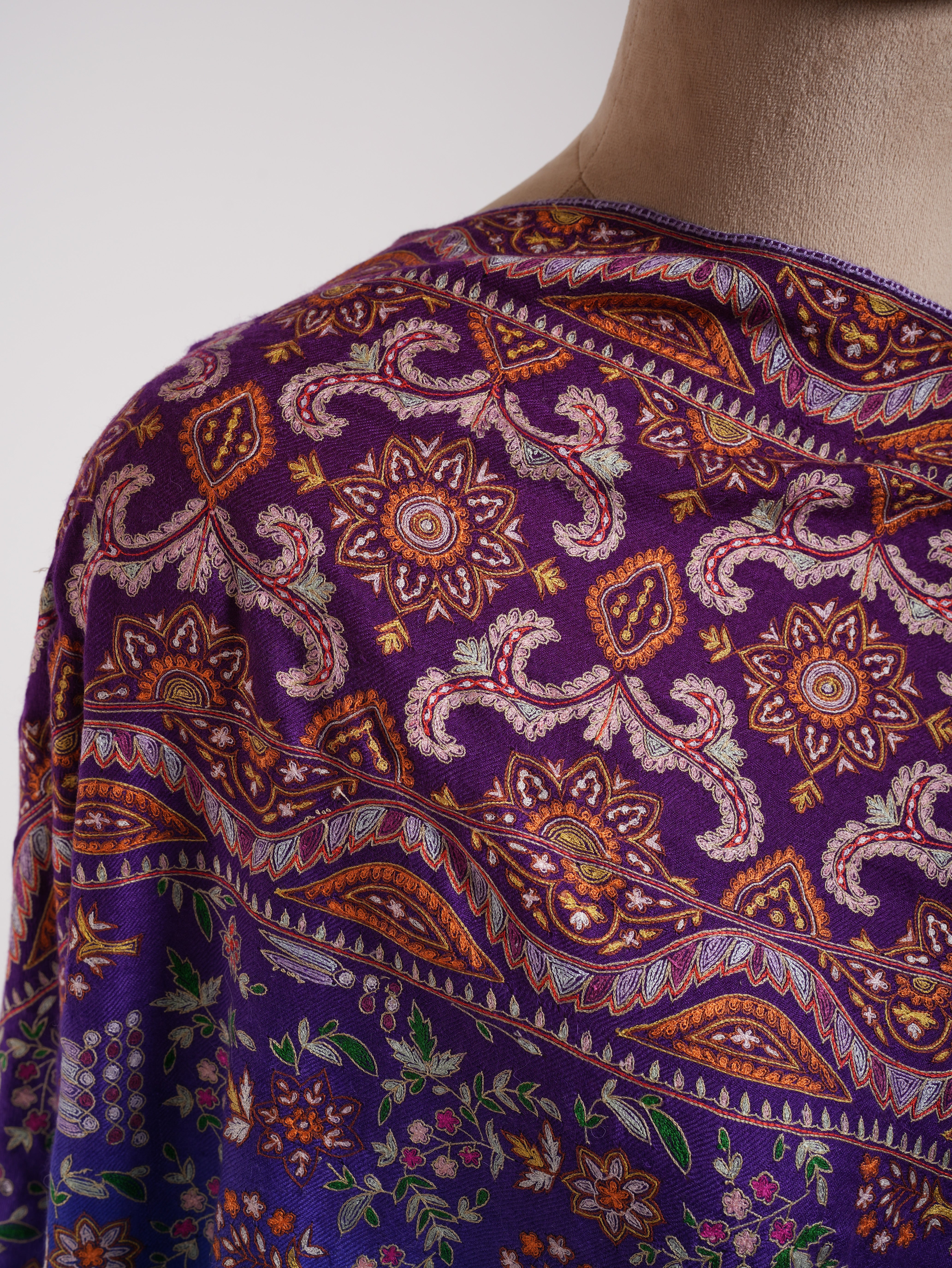 Ombre Hand Broidered Indian Pashmina Wrap