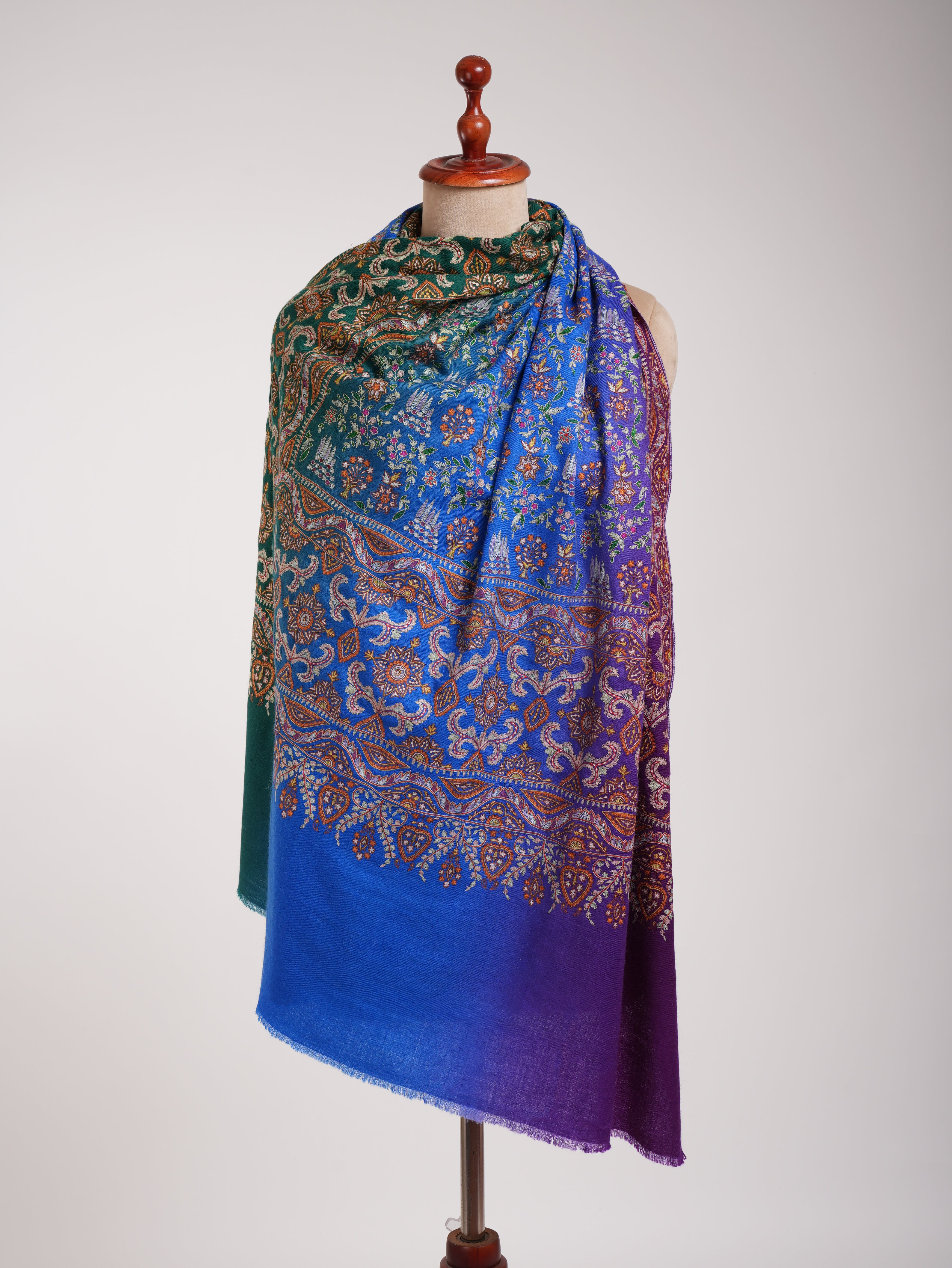 Ombre Hand Broidered Indian Pashmina Wrap