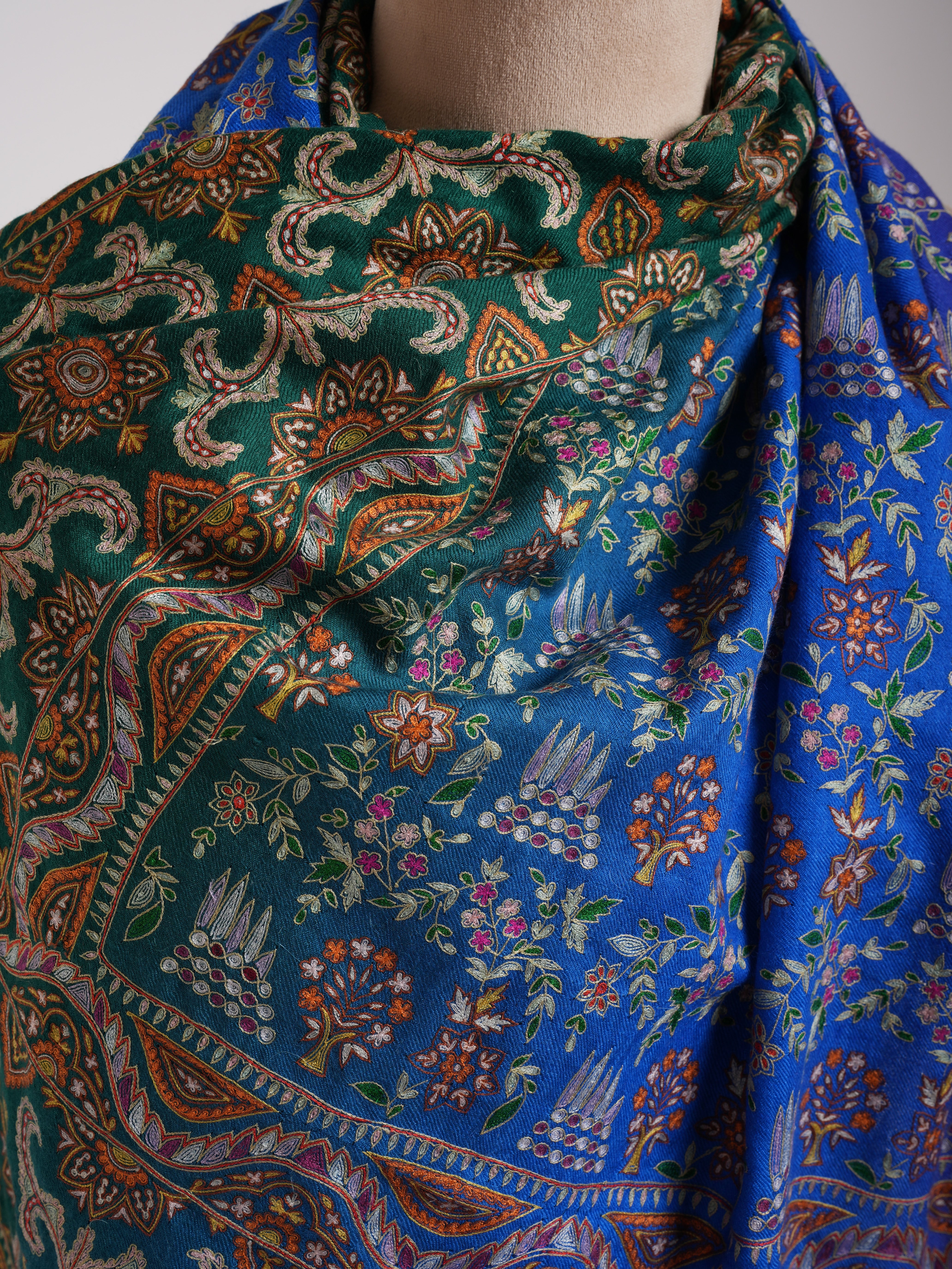 Ombre Hand Broidered Indian Pashmina Wrap