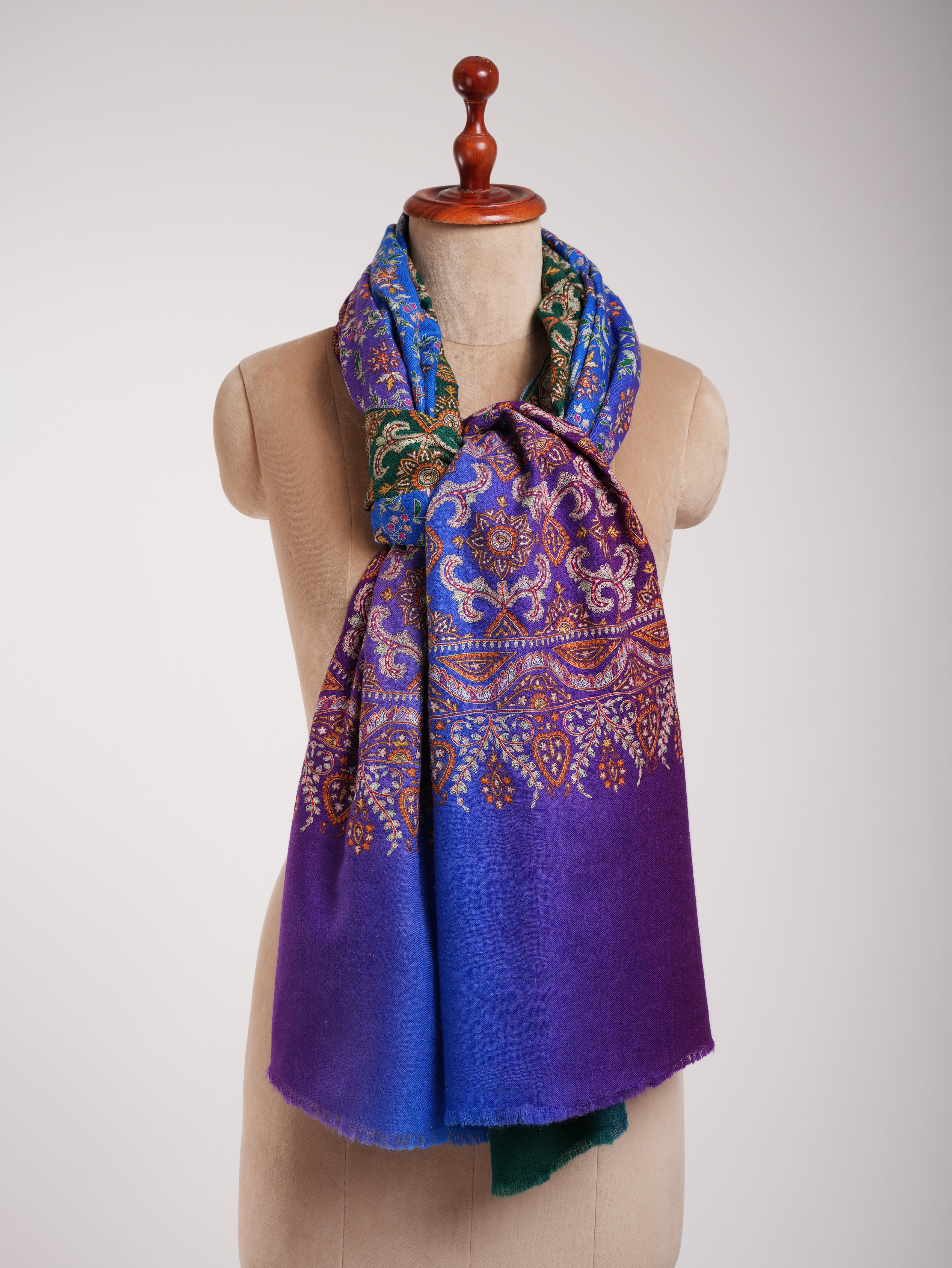 Ombre Hand Broidered Indian Pashmina Wrap