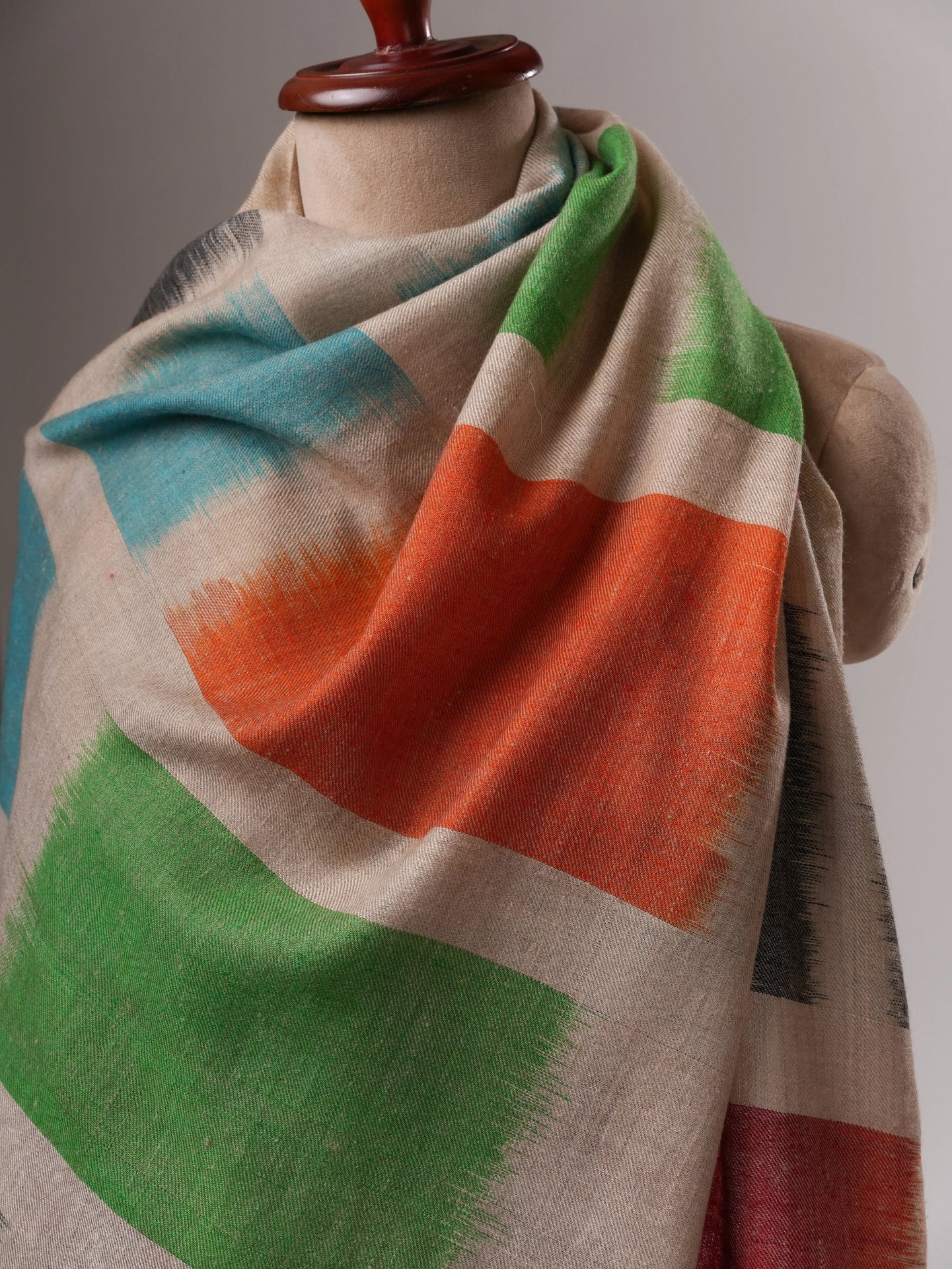 Handloomed Ikat Feather Soft Authentic Pashmina Shawl