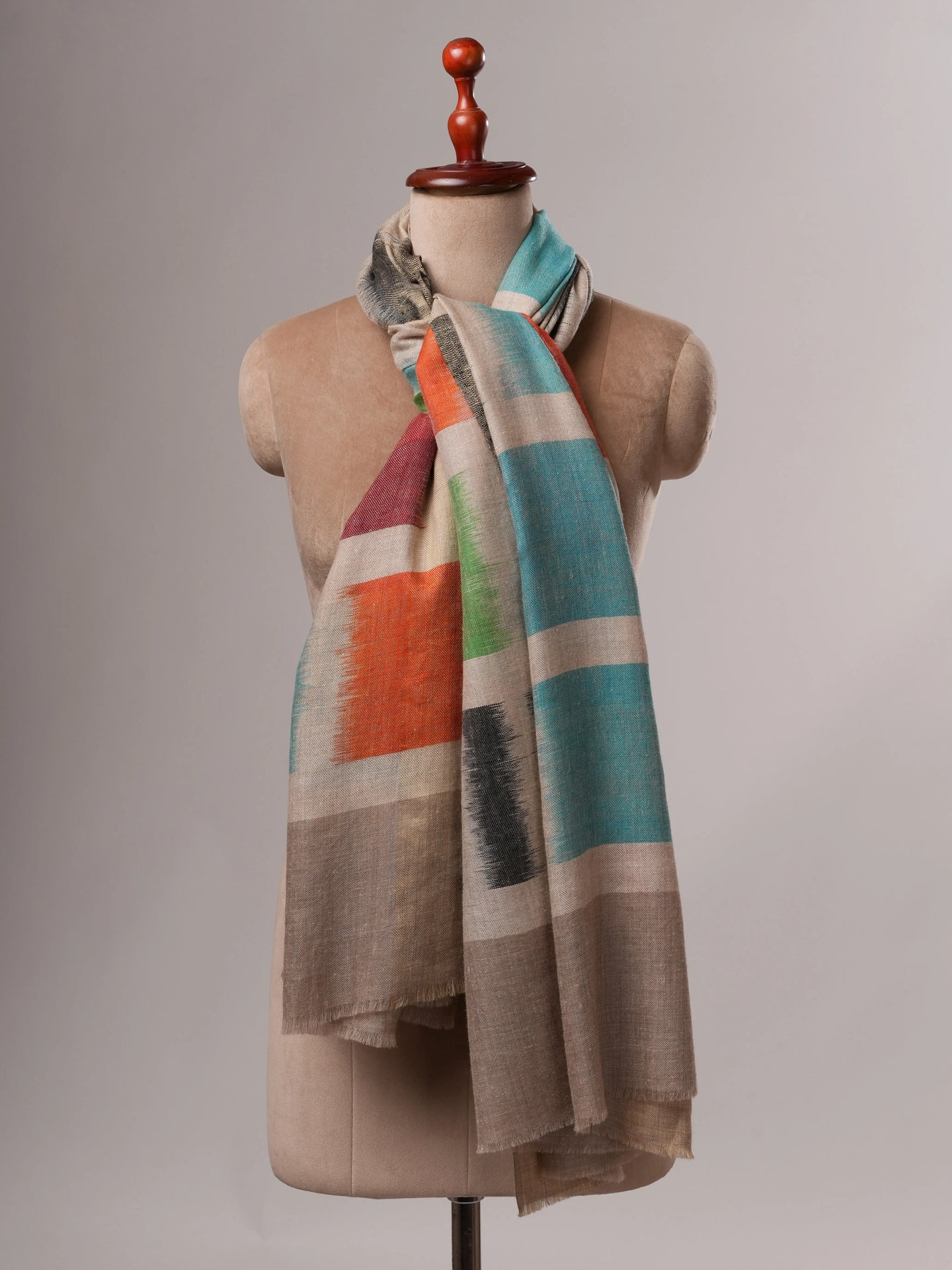 Handloomed Ikat Feather Soft Authentic Pashmina Shawl