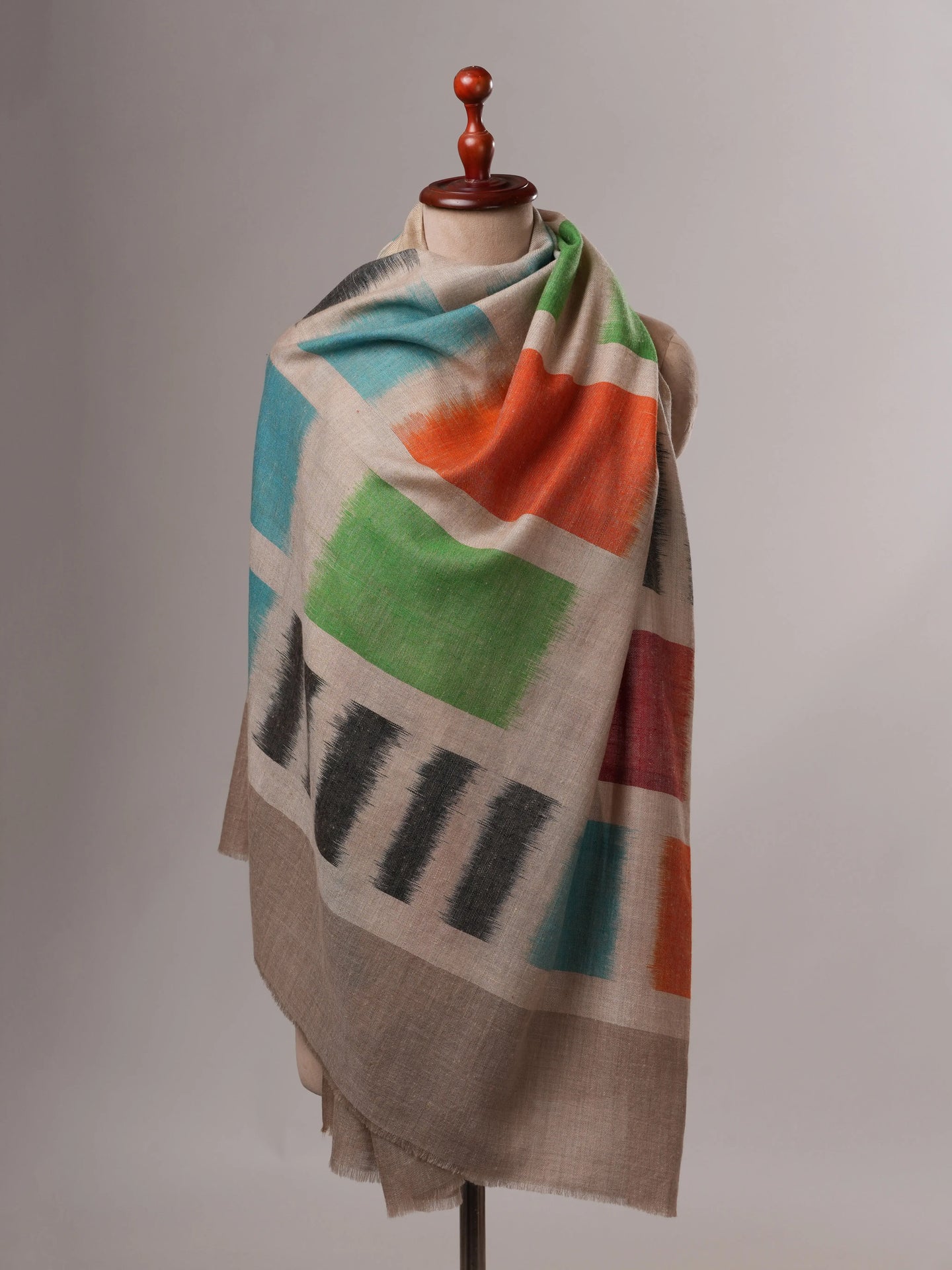 Handloomed Ikat Feather Soft Authentic Pashmina Shawl