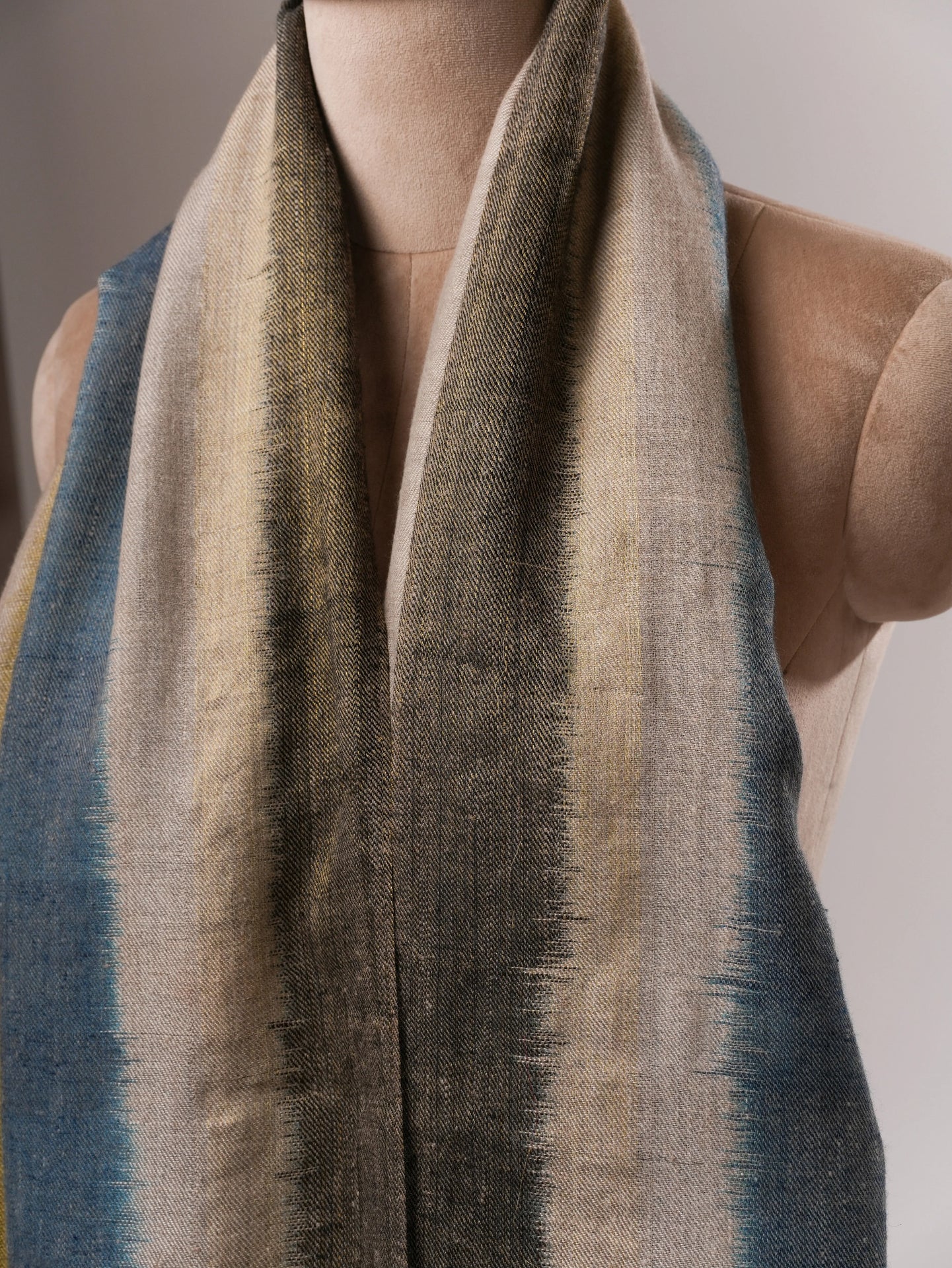 Contemporary Ikat Pashmina Shawl with Zari Ends
