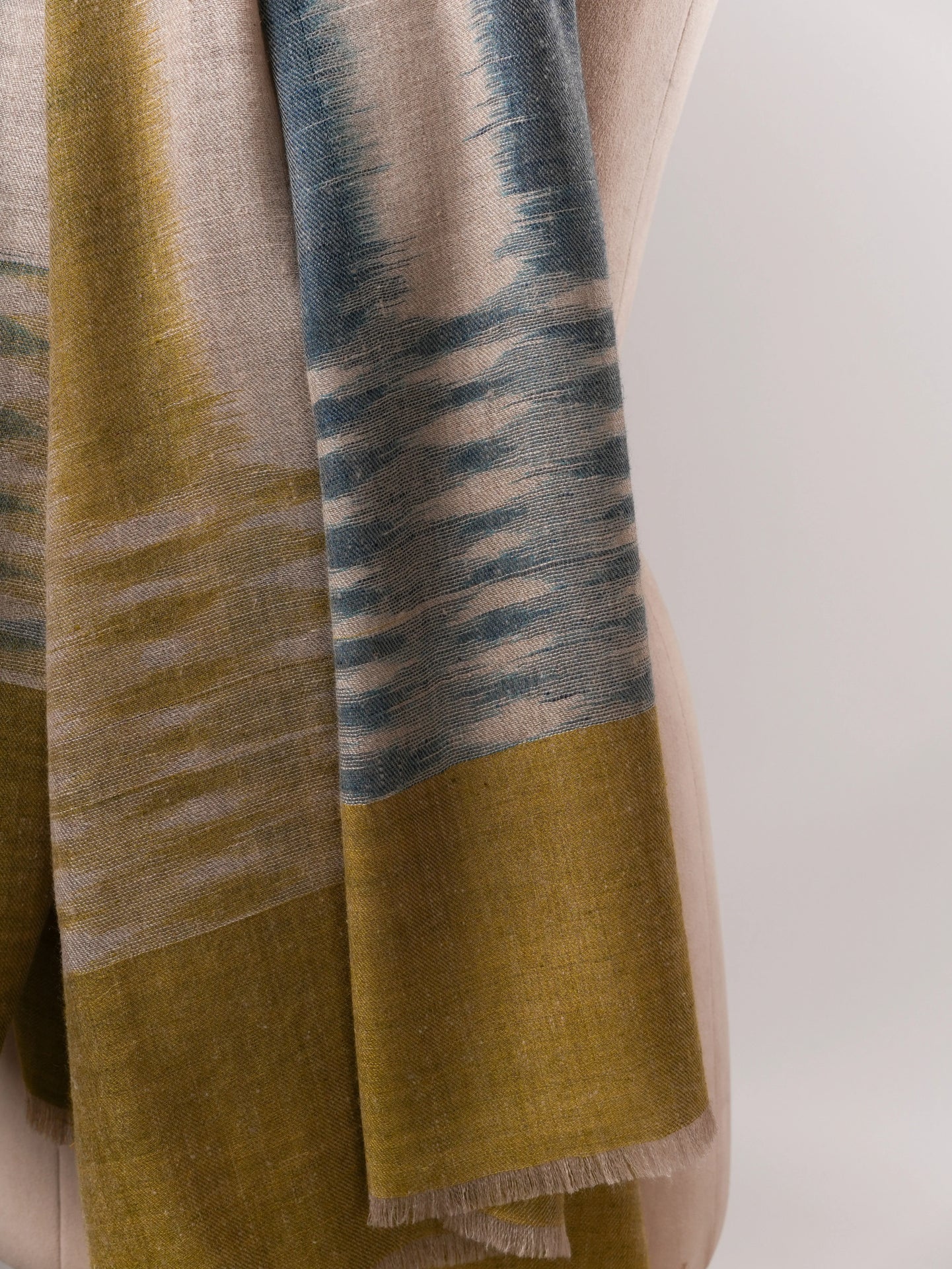 Handloomed Ikat Pashmina Shawl with Metallic Zari Ends