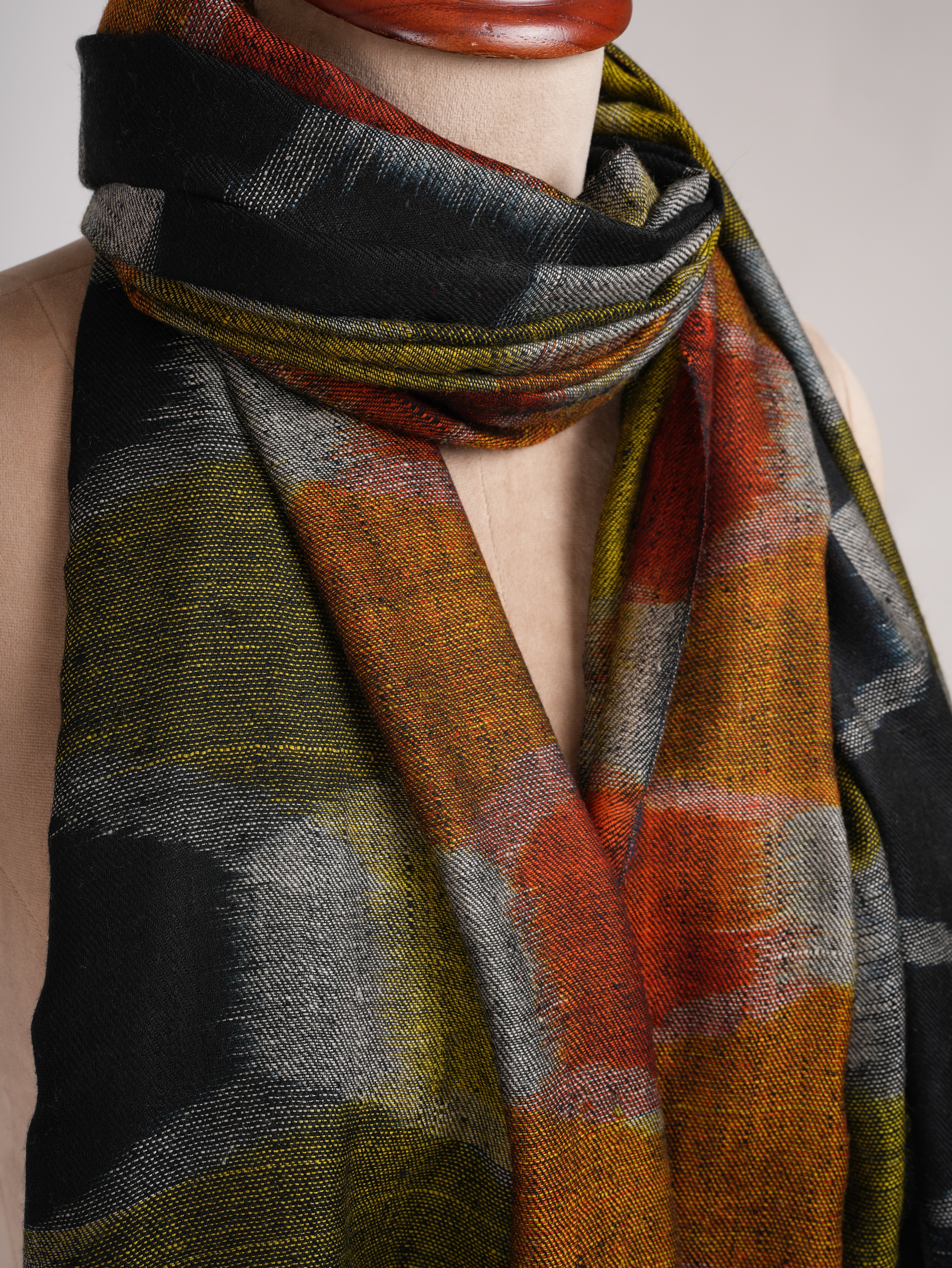 Contemporary Featherlight Ikat Pashmina Shawl