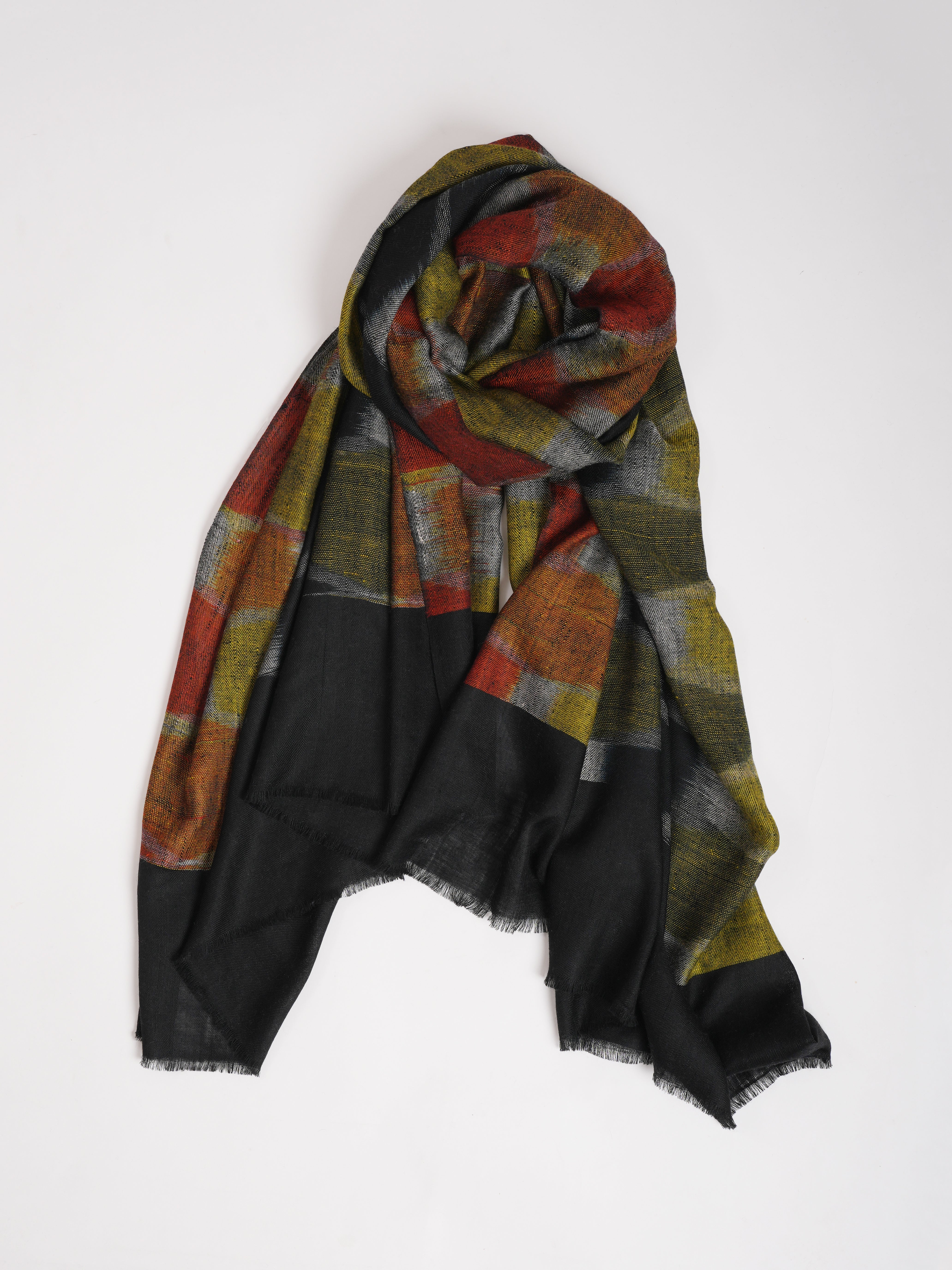 Contemporary Featherlight Ikat Pashmina Shawl