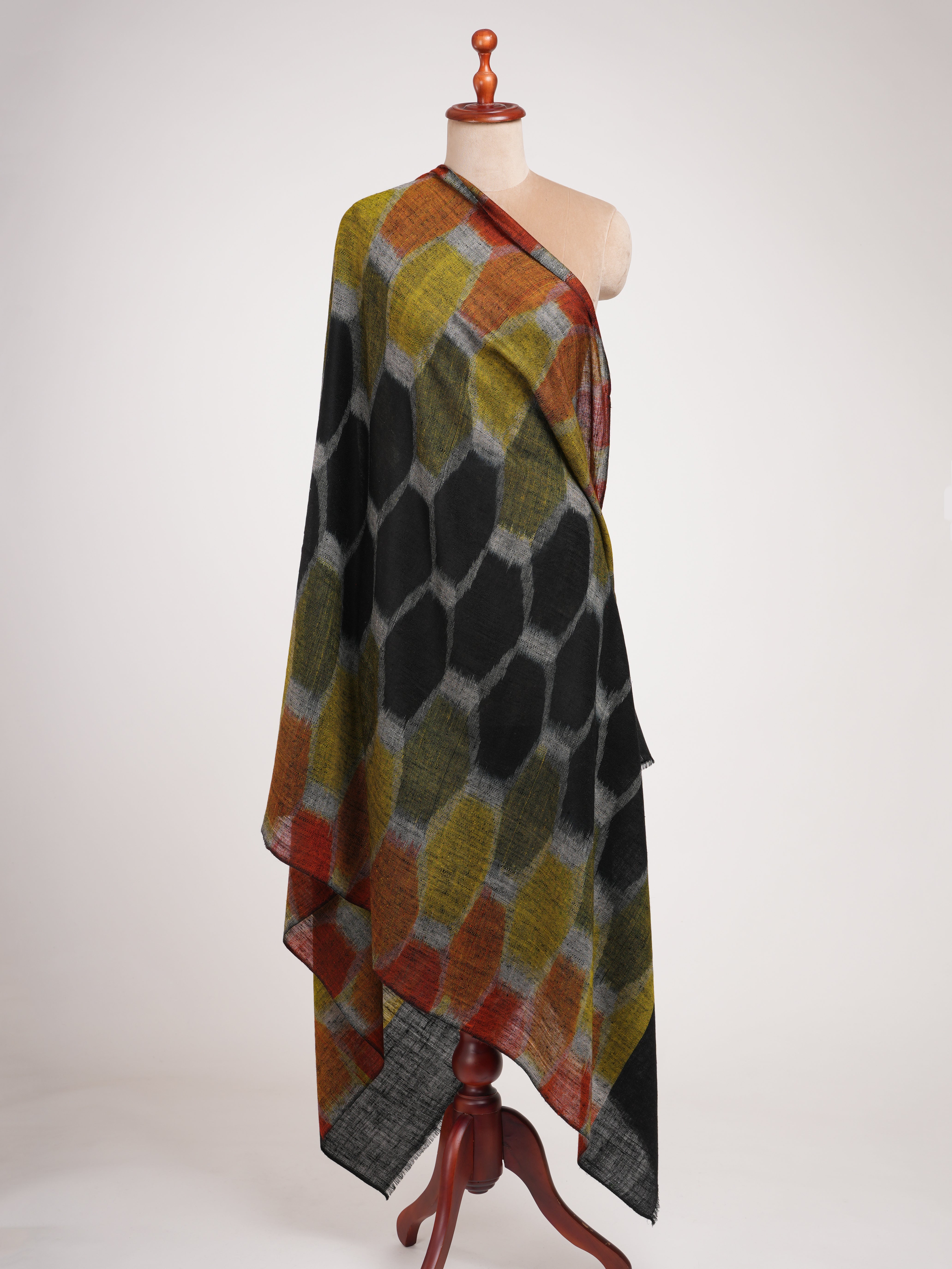 Contemporary Featherlight Ikat Pashmina Shawl