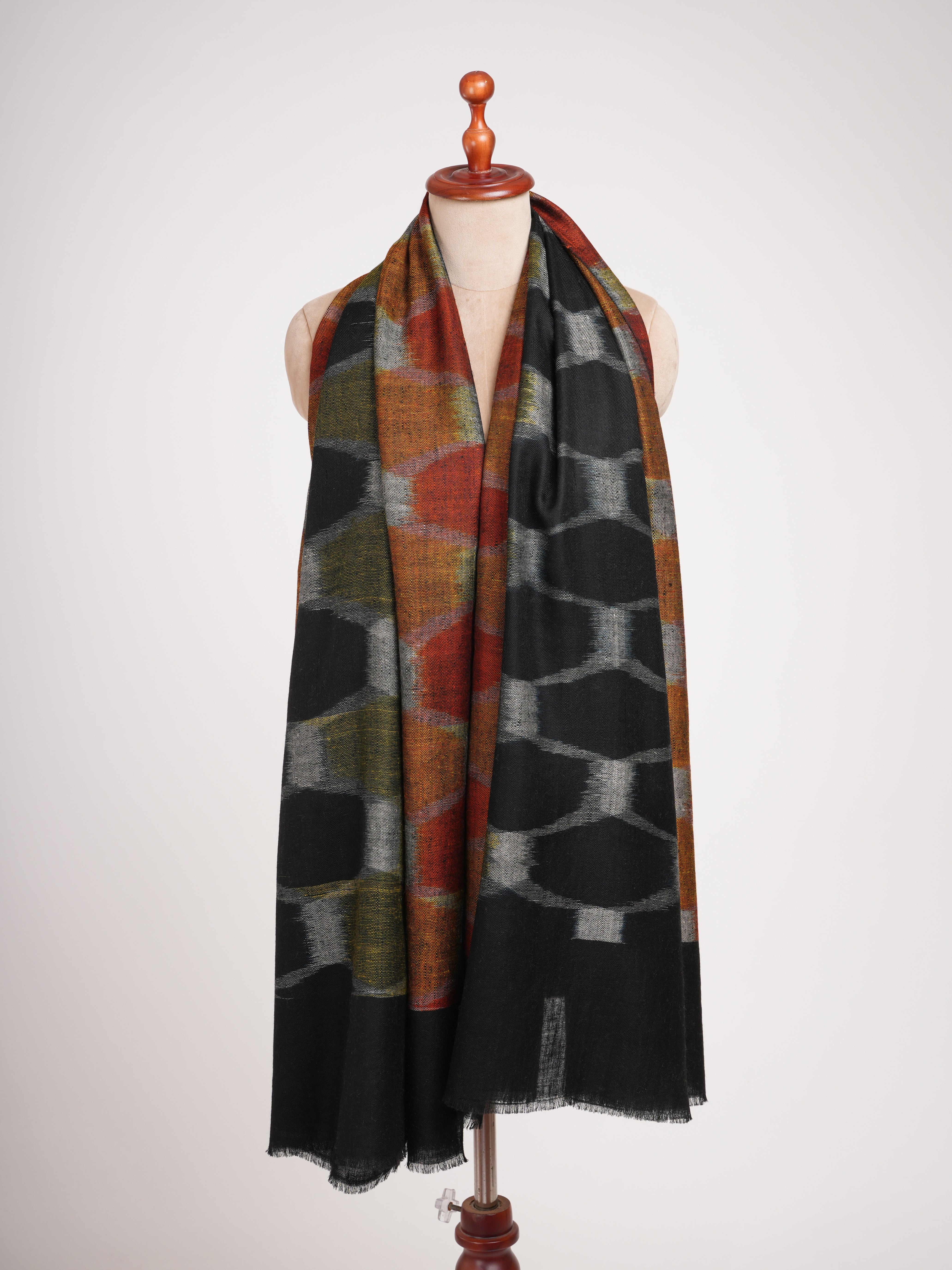 Contemporary Featherlight Ikat Pashmina Shawl