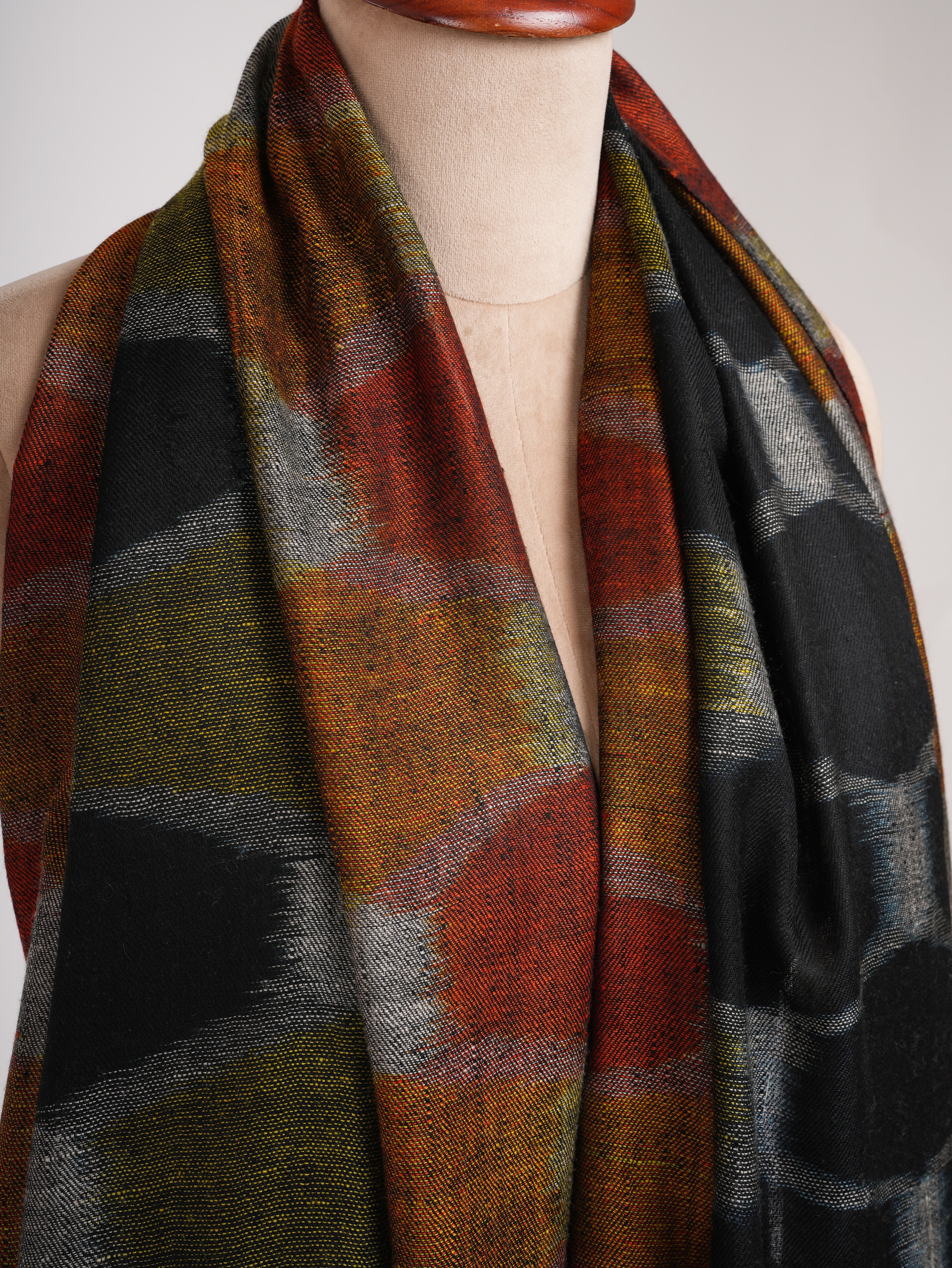 Contemporary Featherlight Ikat Pashmina Shawl