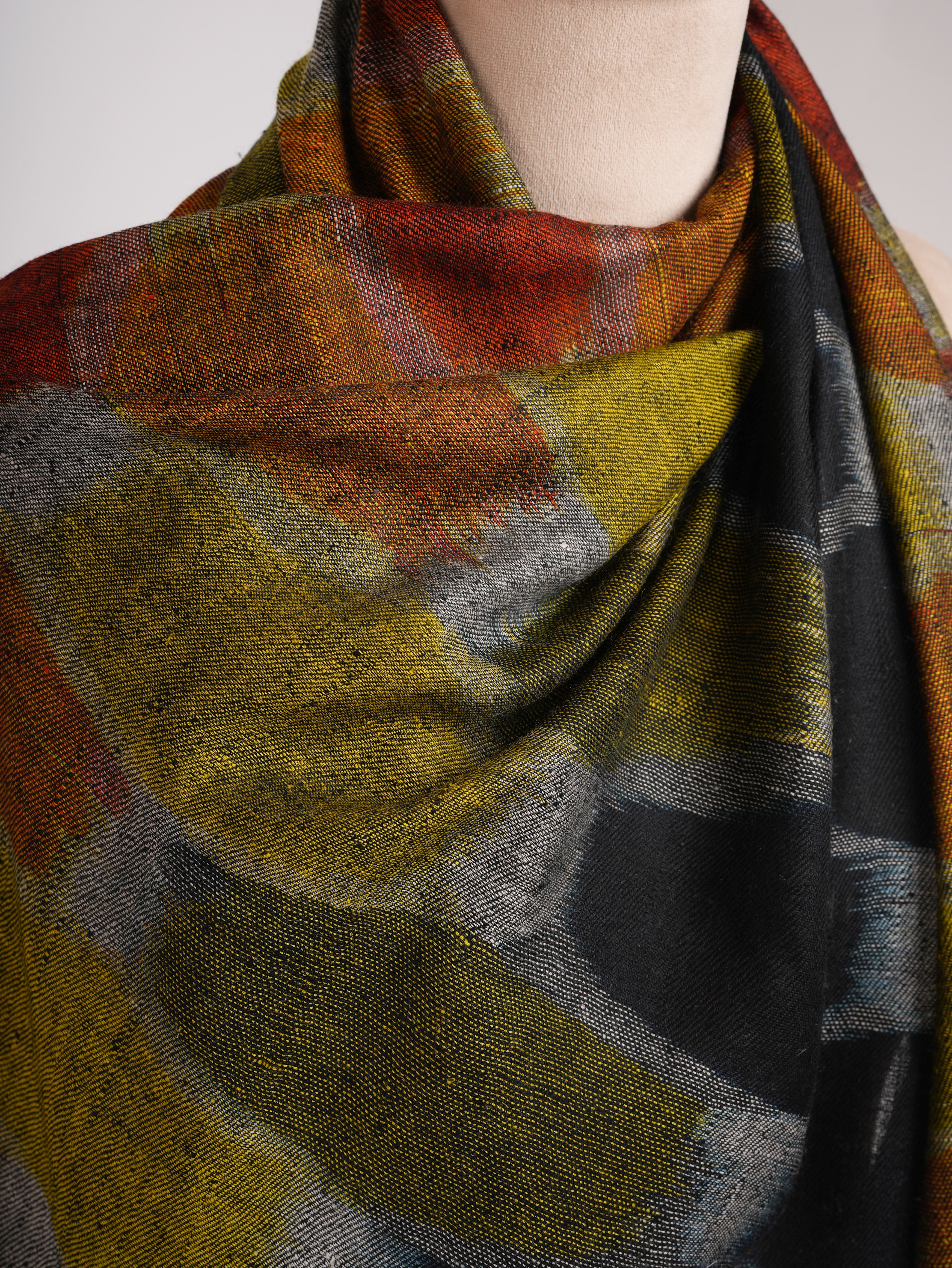 Contemporary Featherlight Ikat Pashmina Shawl