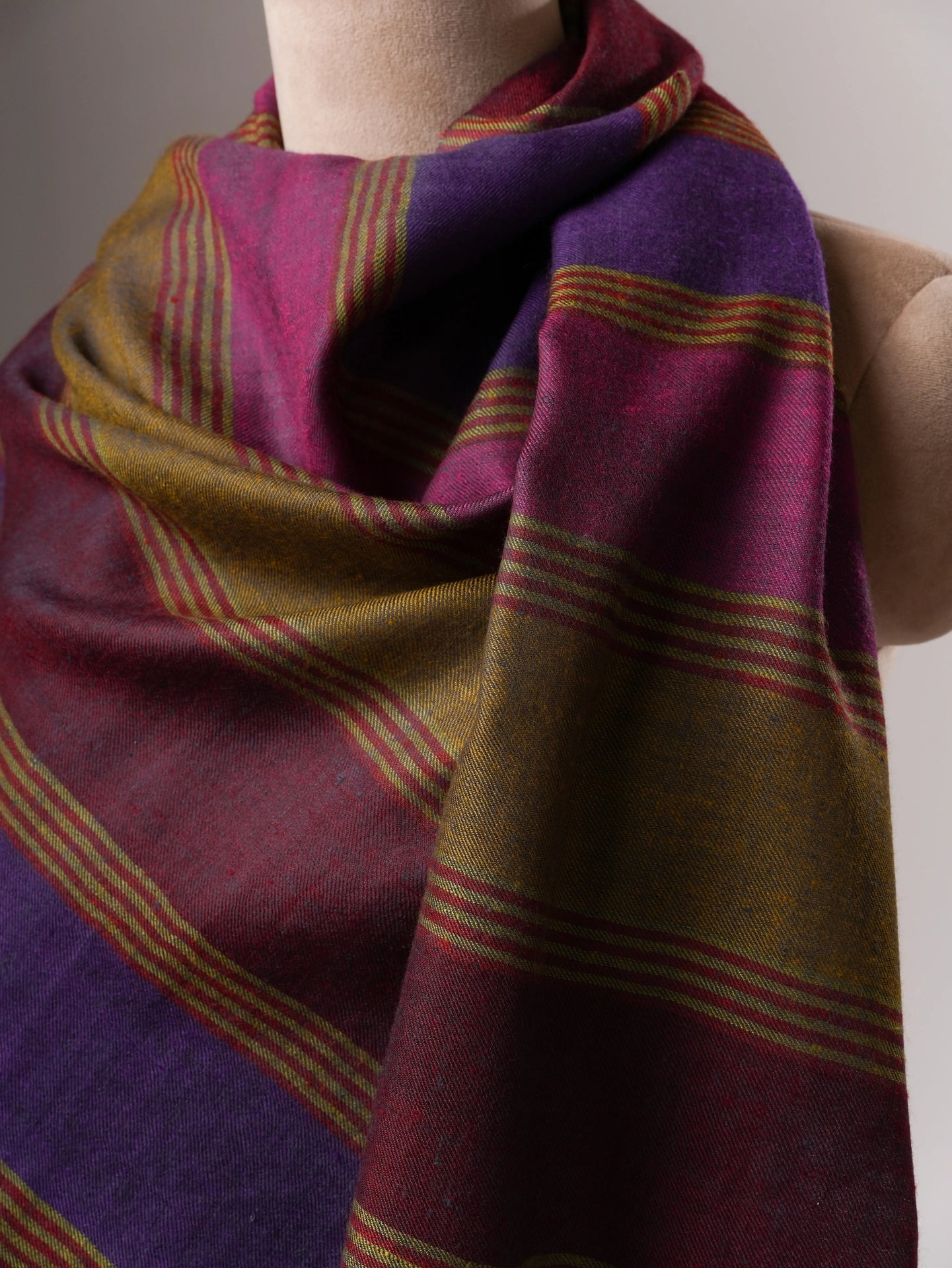 Contemporary Handwoven Pashmina Shawl with Colorful Stripes