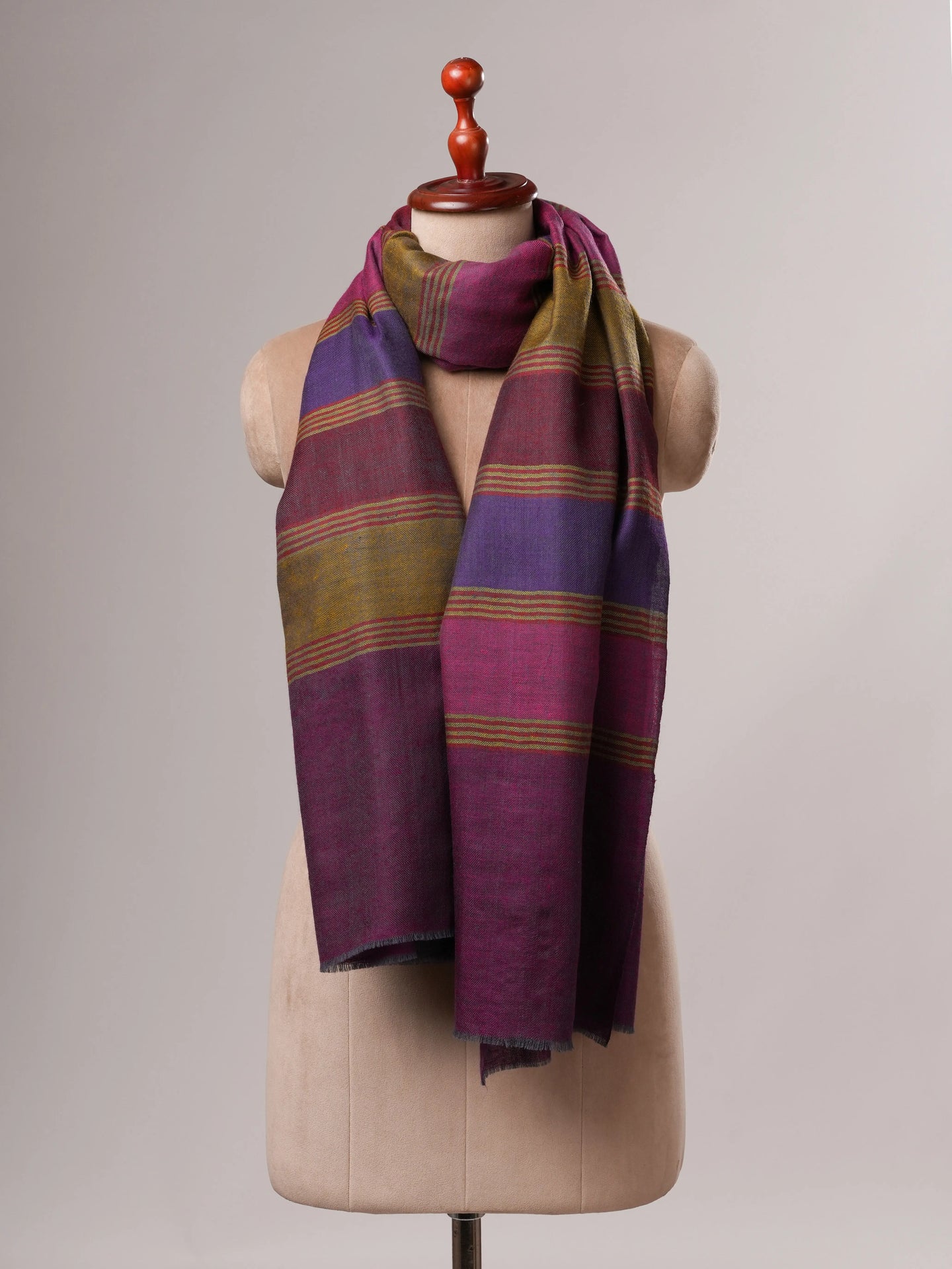 Contemporary Handwoven Pashmina Shawl with Colorful Stripes