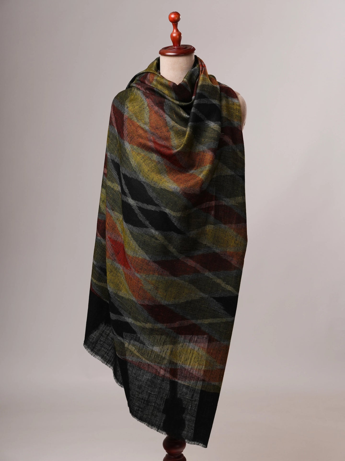 Artisan Made Ikat Handwoven Pure Pashmina Shawl