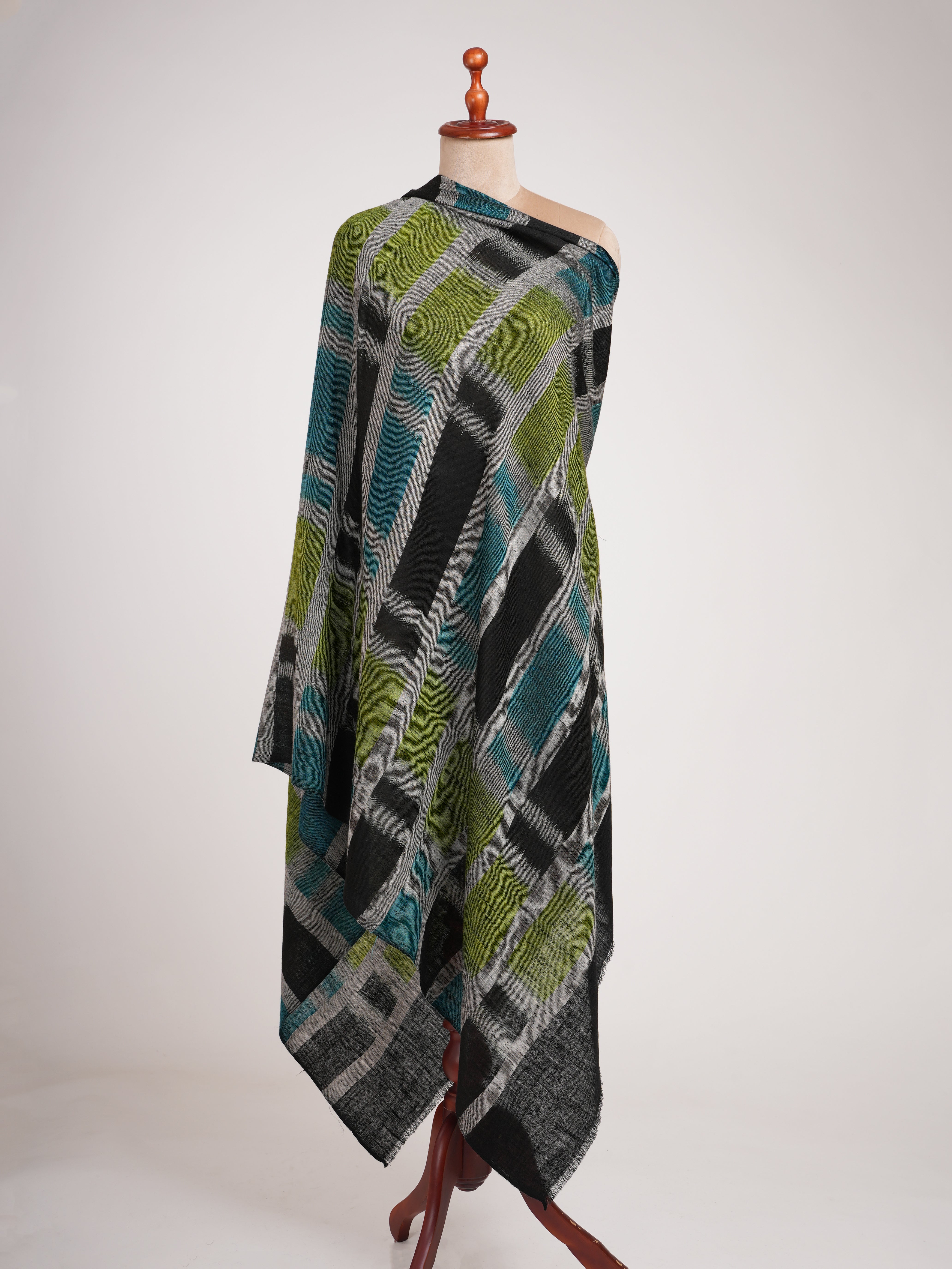 Black Ikat Handwoven Pashmina Shawl
