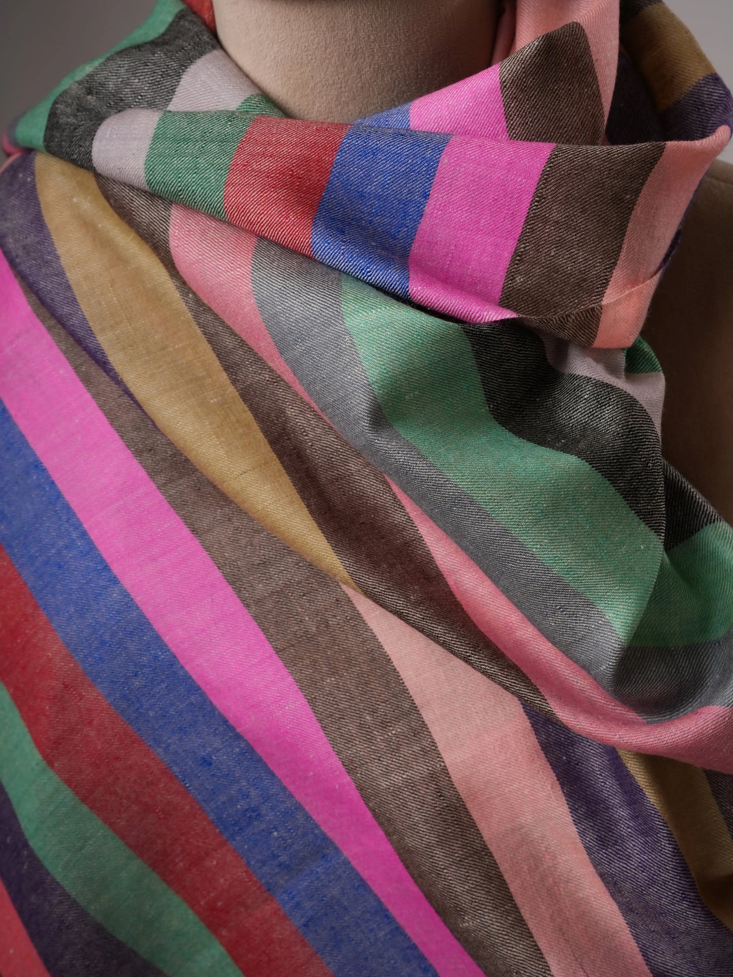 Authentic Handloomed Striped Pashmina Shawl Shahkaar
