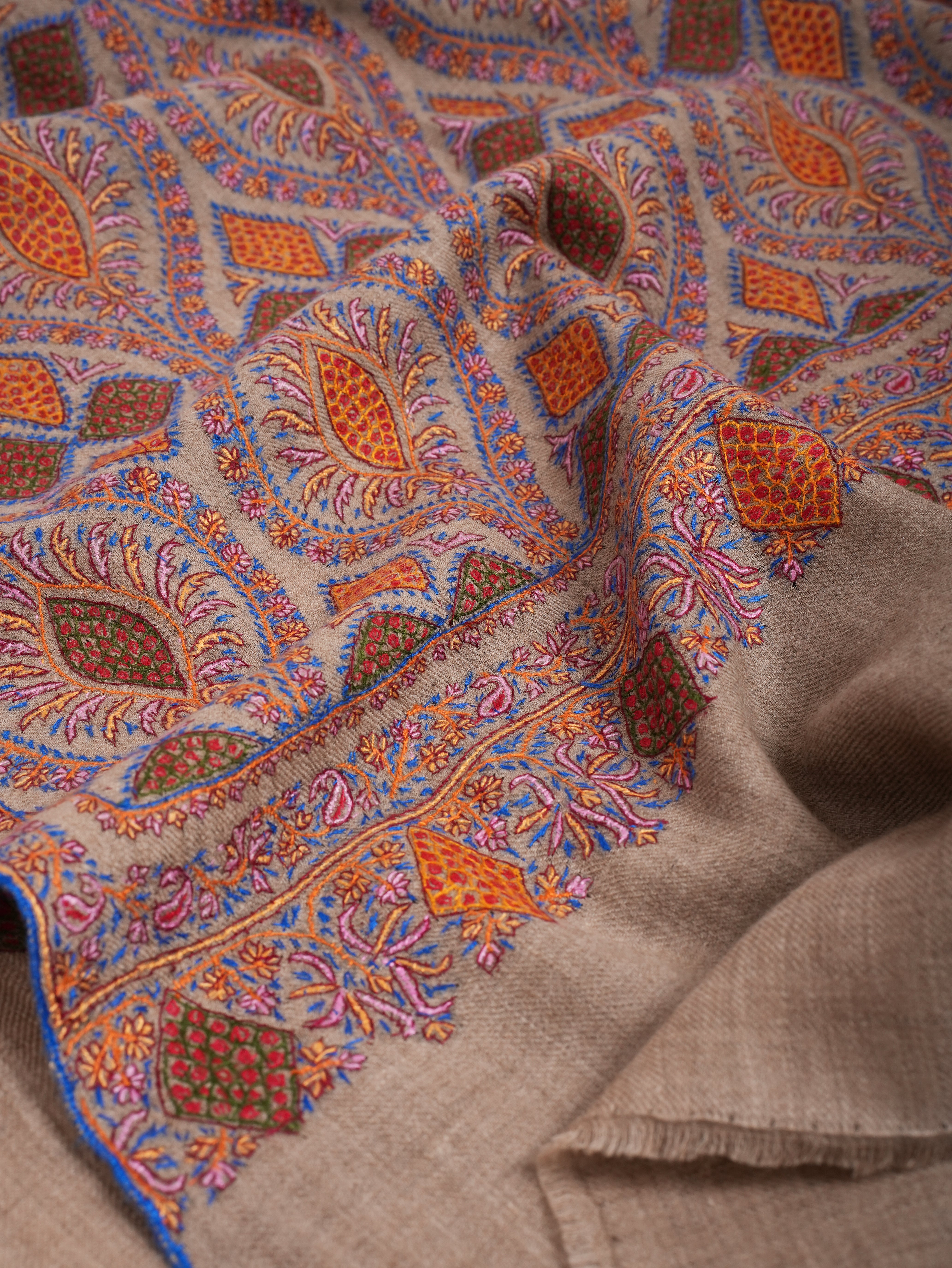 Natural Taupe Timeless Jamavar Pashmina Shawl