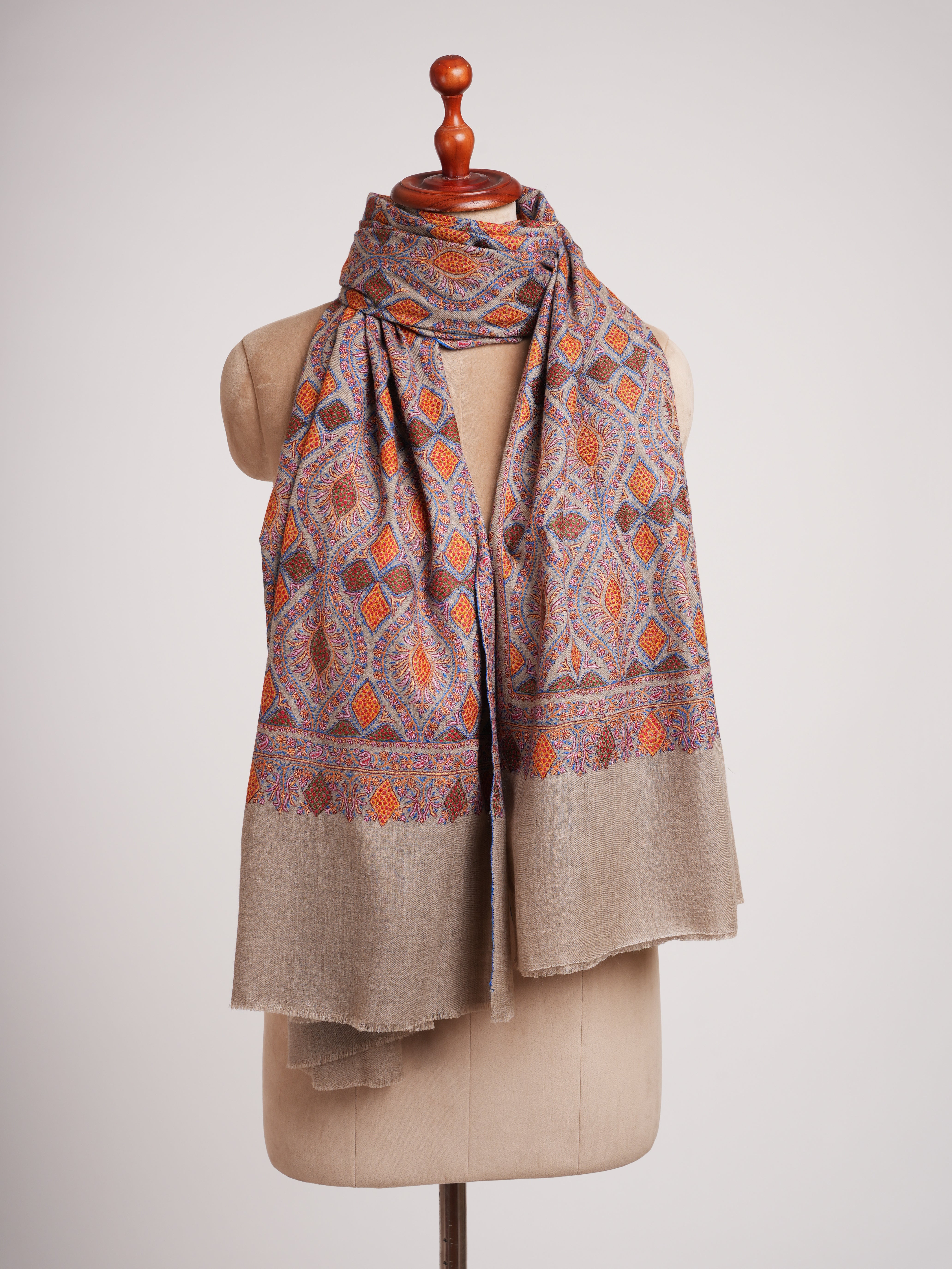 Natural Taupe Timeless Jamavar Pashmina Shawl
