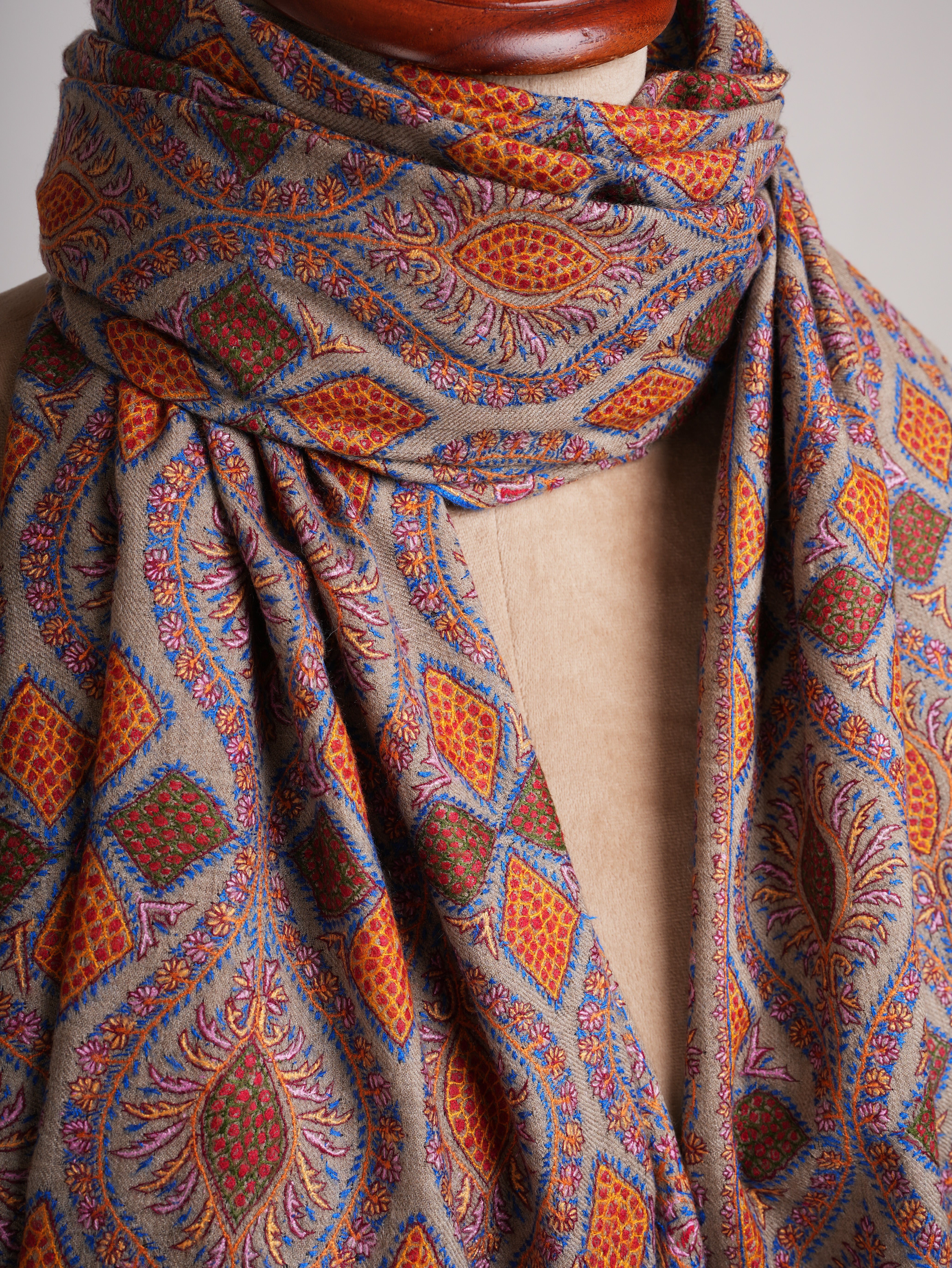 Natural Taupe Timeless Jamavar Pashmina Shawl