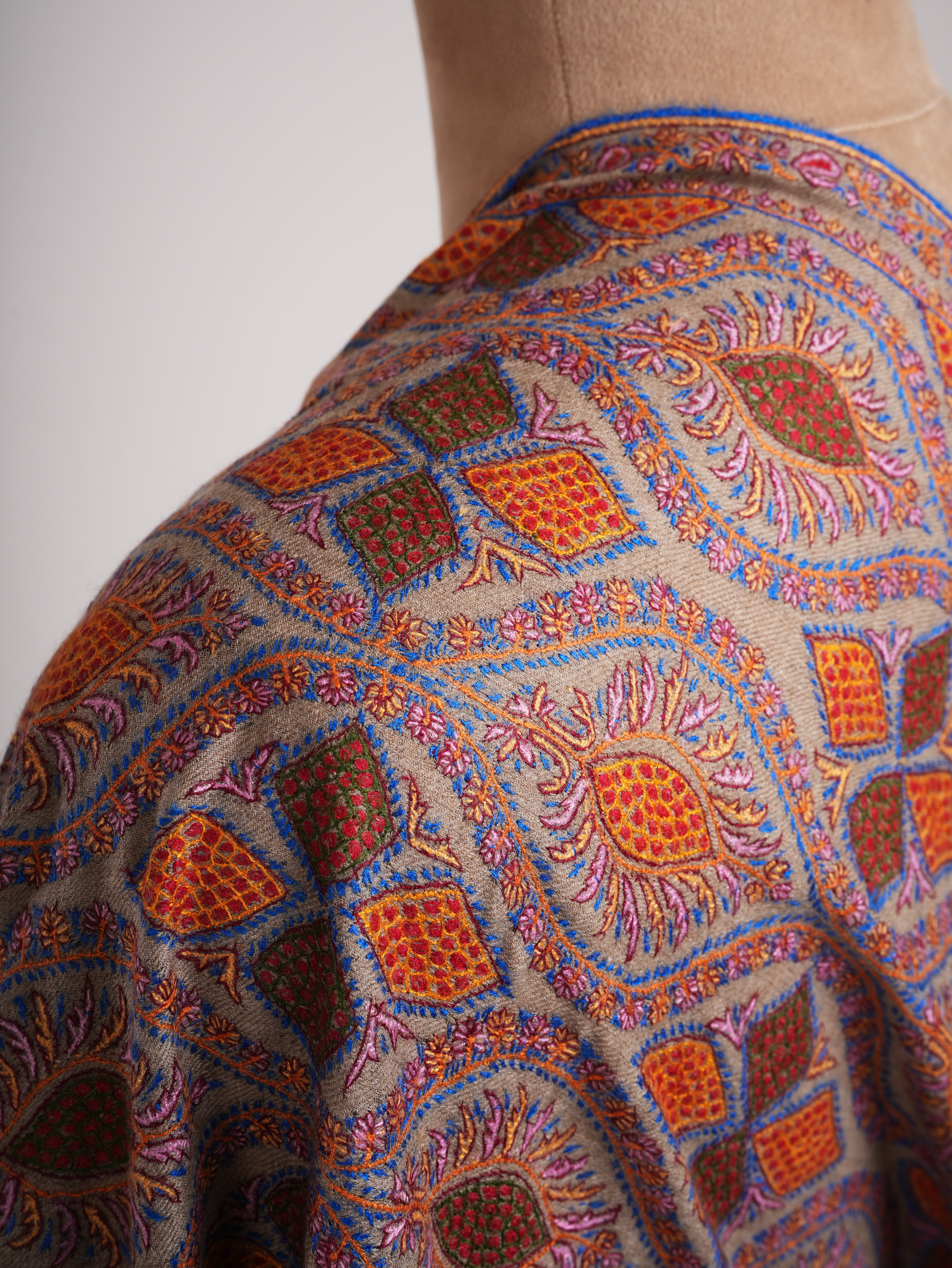 Natural Taupe Timeless Jamavar Pashmina Shawl