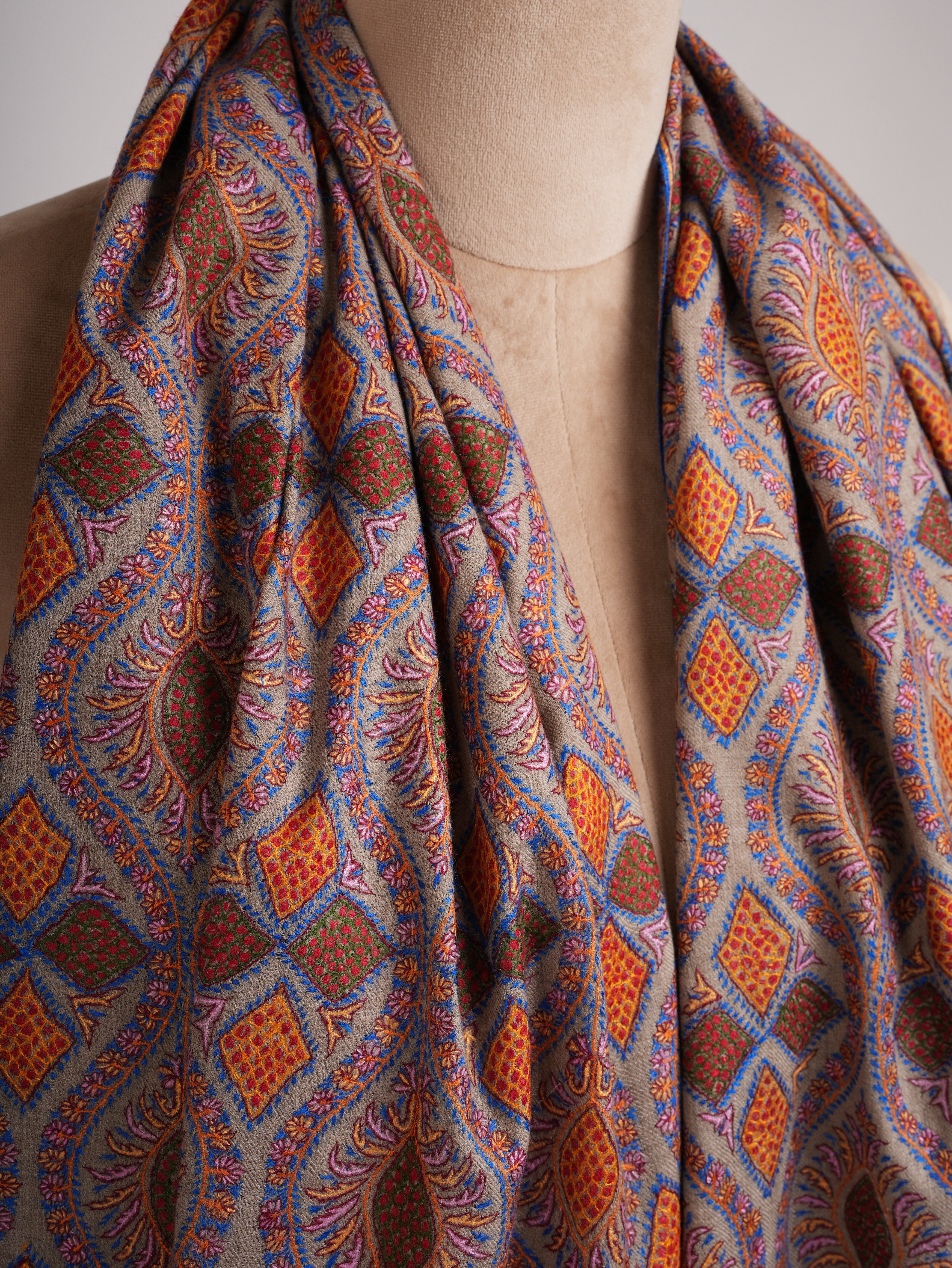 Natural Taupe Timeless Jamavar Pashmina Shawl
