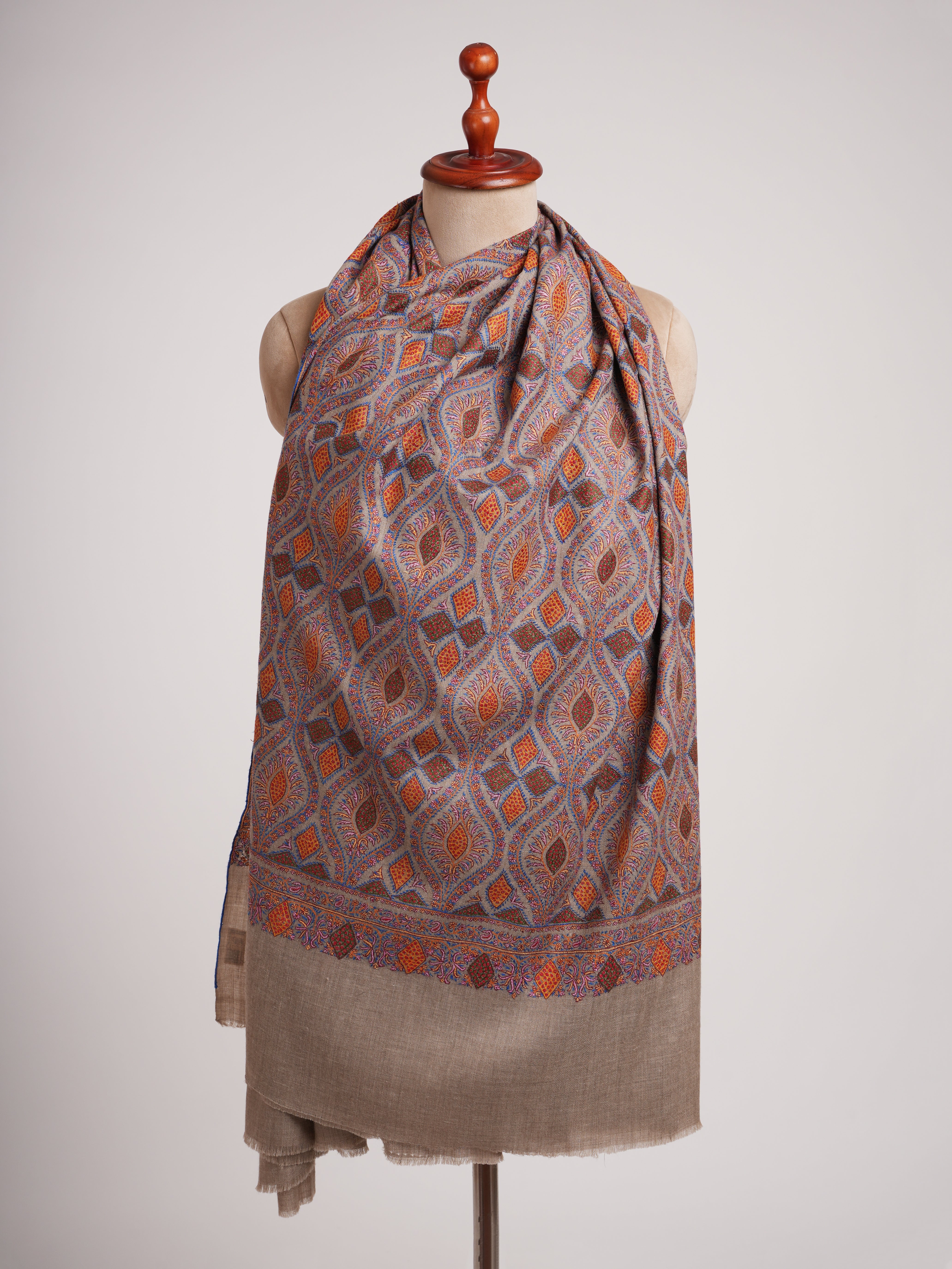 Natural Taupe Timeless Jamavar Pashmina Shawl