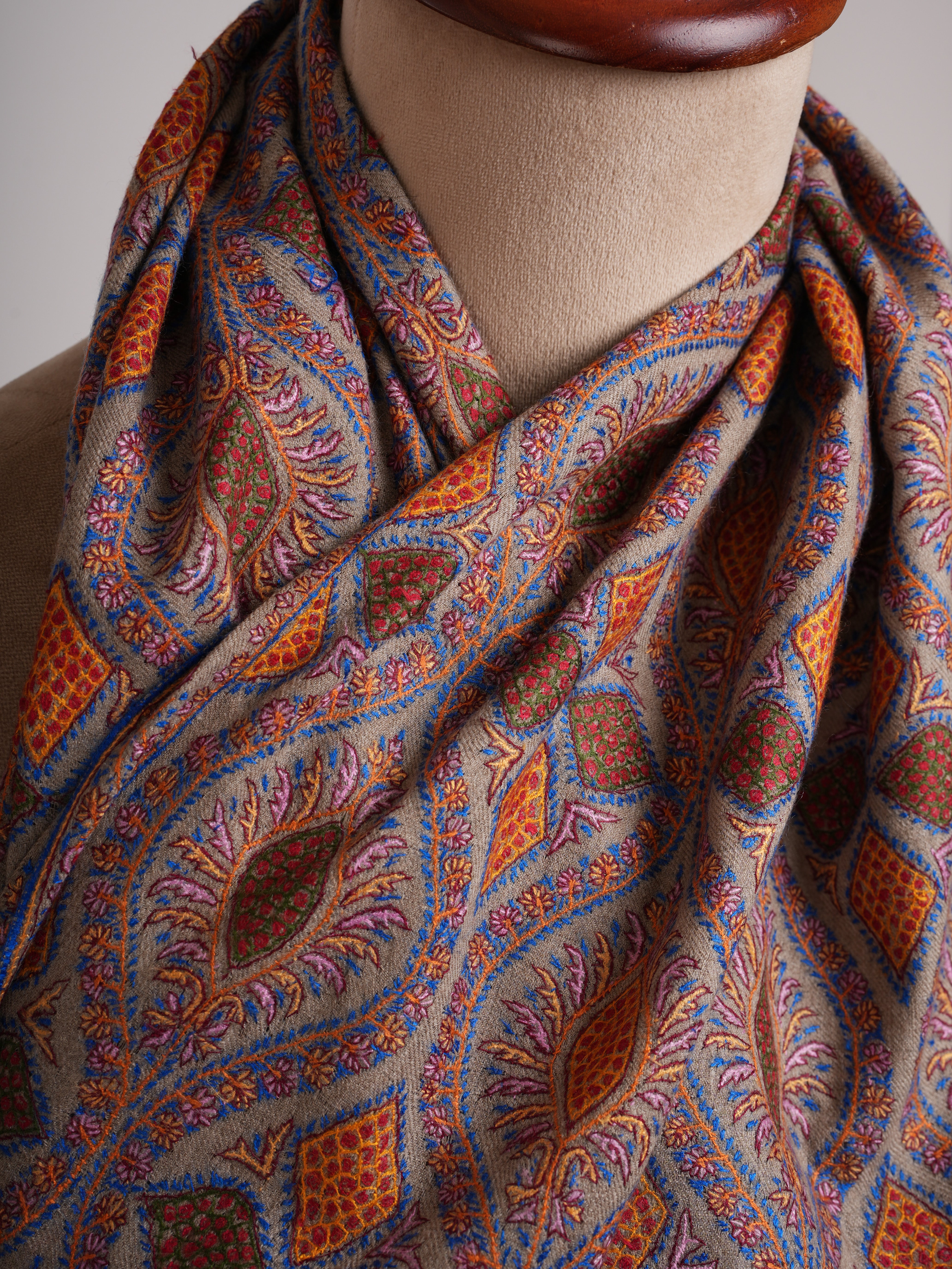 Natural Taupe Timeless Jamavar Pashmina Shawl