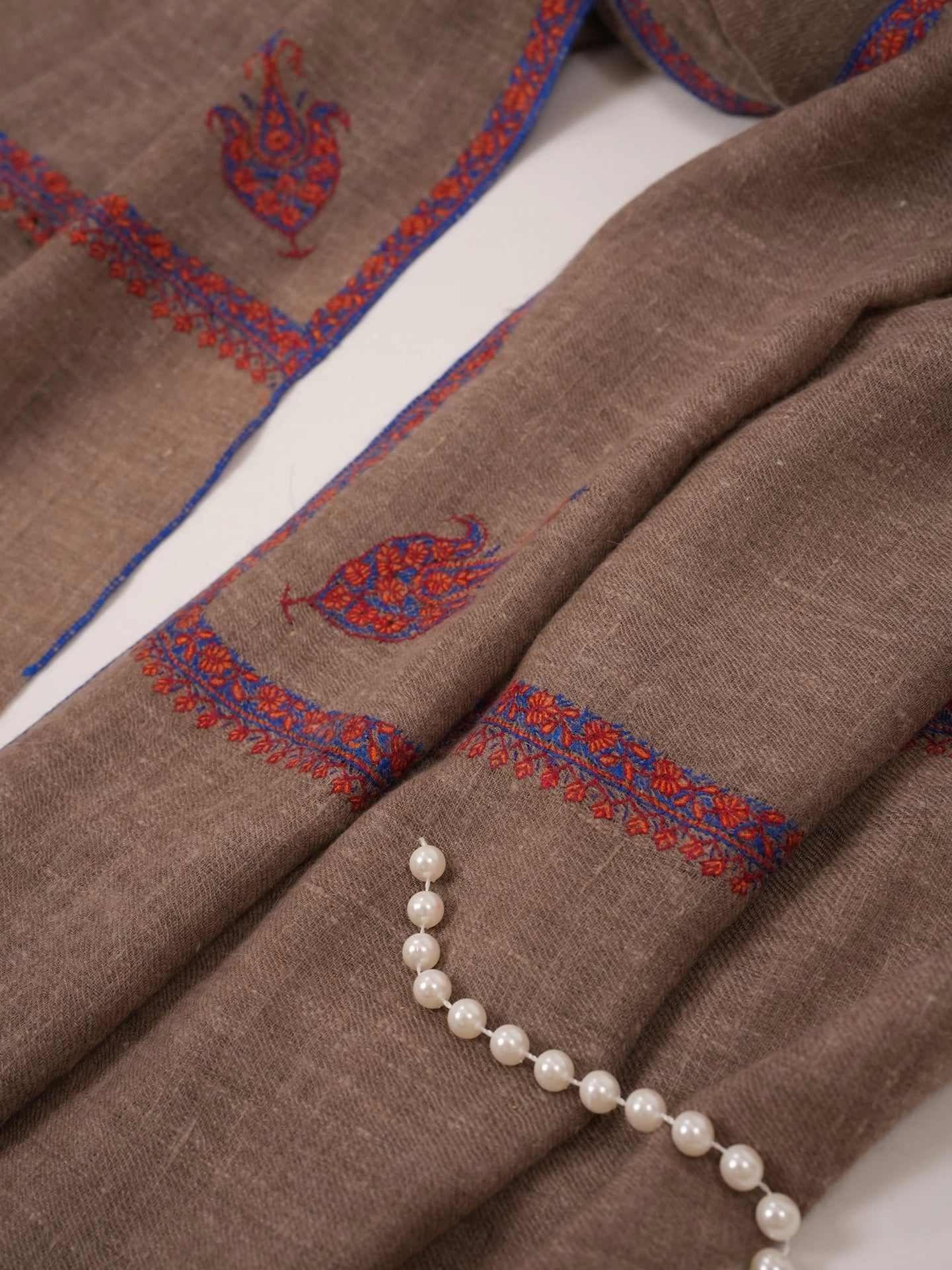 Featherlight Hand Embroidered Indian Cashmere Scarf Shahkaar.com